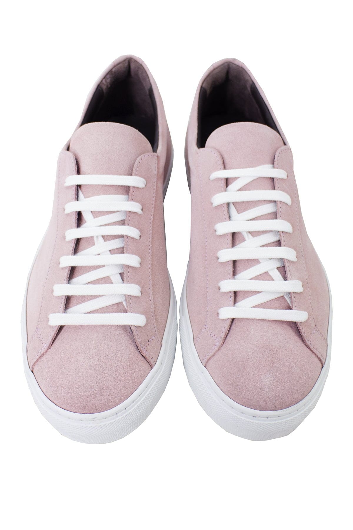 Sneakers uomo rosa in camoscio con suola in gomma bianca made in italy