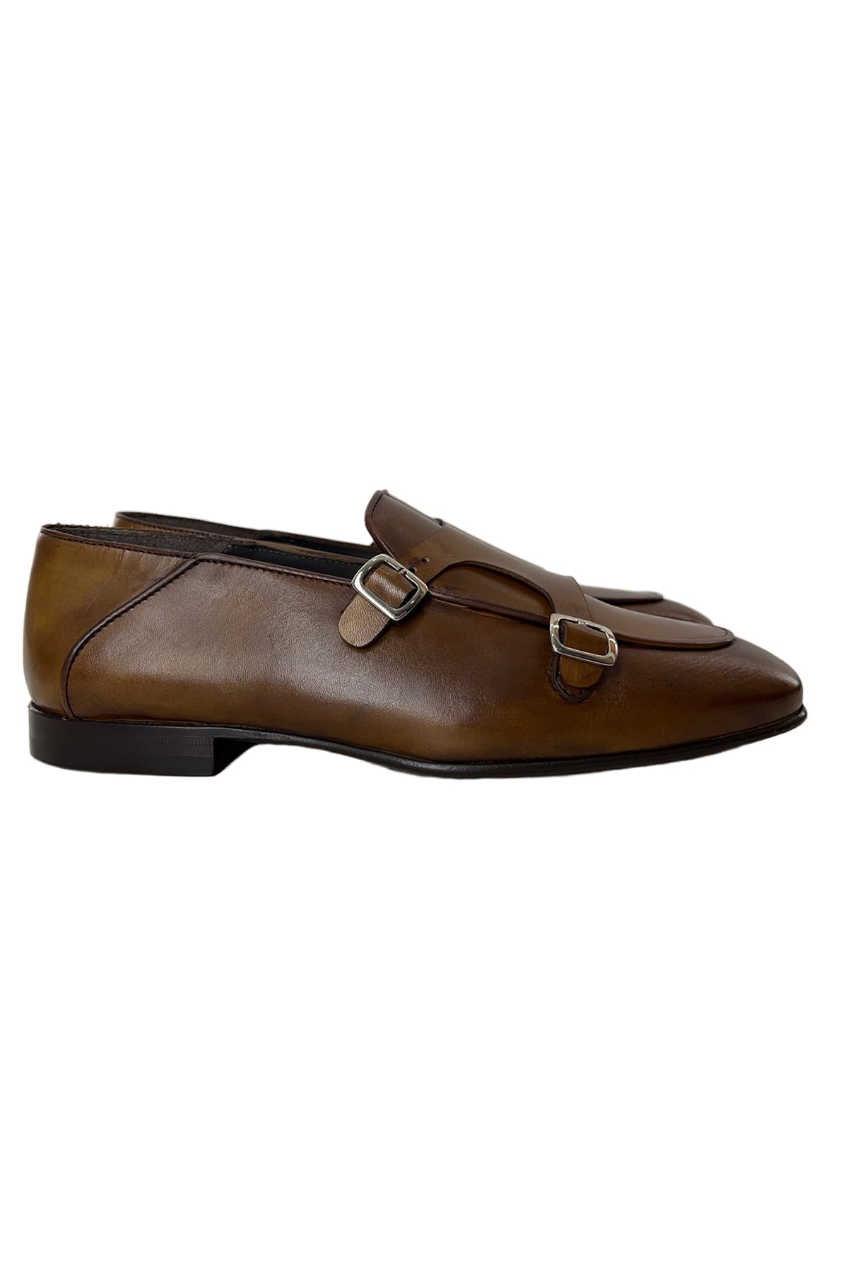 Mocassini uomo Cuoio in vera pelle con doppia fibbia e suola in cuoio made in italy