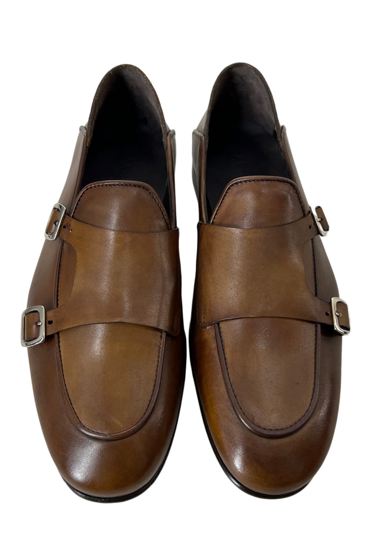Mocassini uomo Cuoio in vera pelle con doppia fibbia e suola in cuoio made in italy