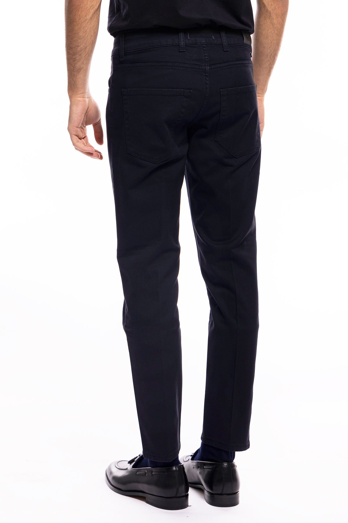 Jeans uomo blu tinta unita modello 5 tasche slim fit estivo made in italy