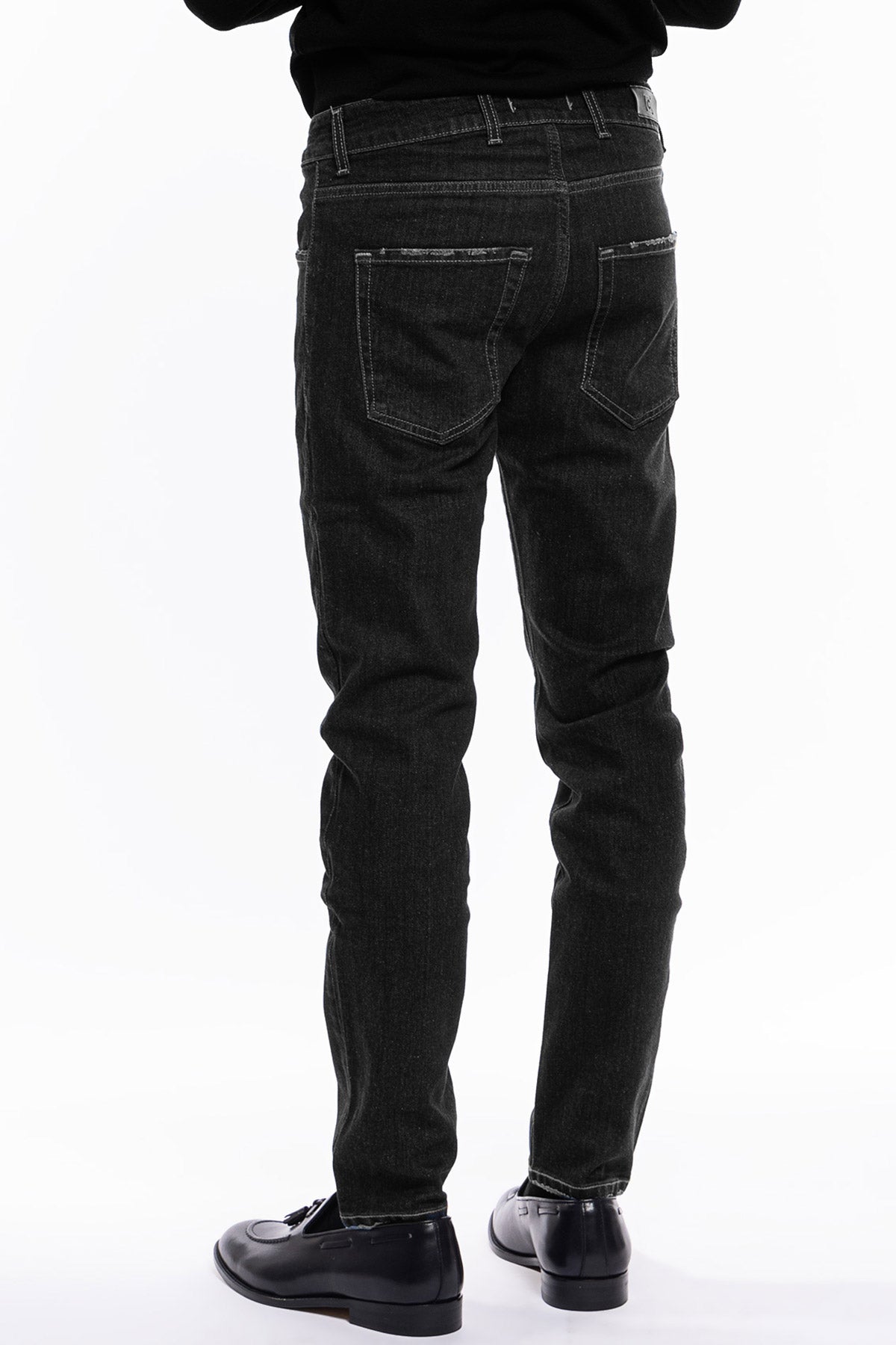 Jeans da uomo nero lavaggio zero modello 5 tasche slim fit made in italy