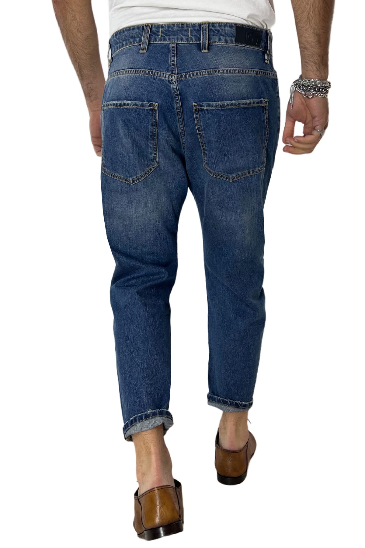 Jeans da uomo con sfumature beige modello 5 tasche regular fit made in italy