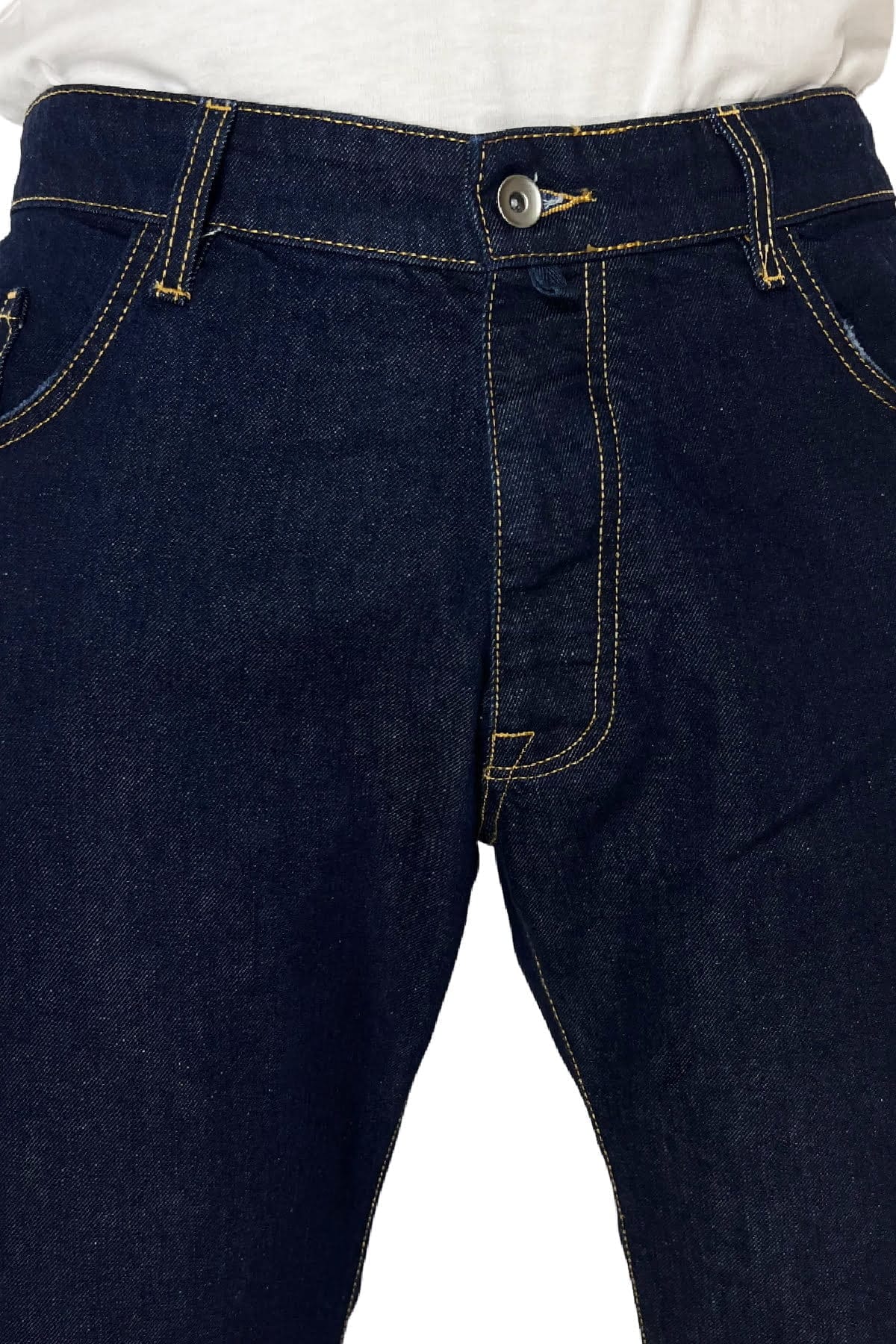 Jeans da uomo blu lavaggio zero modello 5 tasche regular fit made in italy