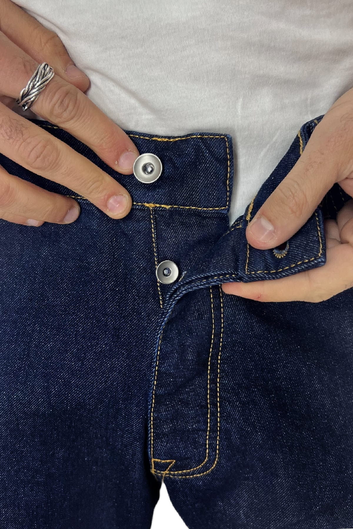 Jeans da uomo blu lavaggio zero modello 5 tasche regular fit made in italy