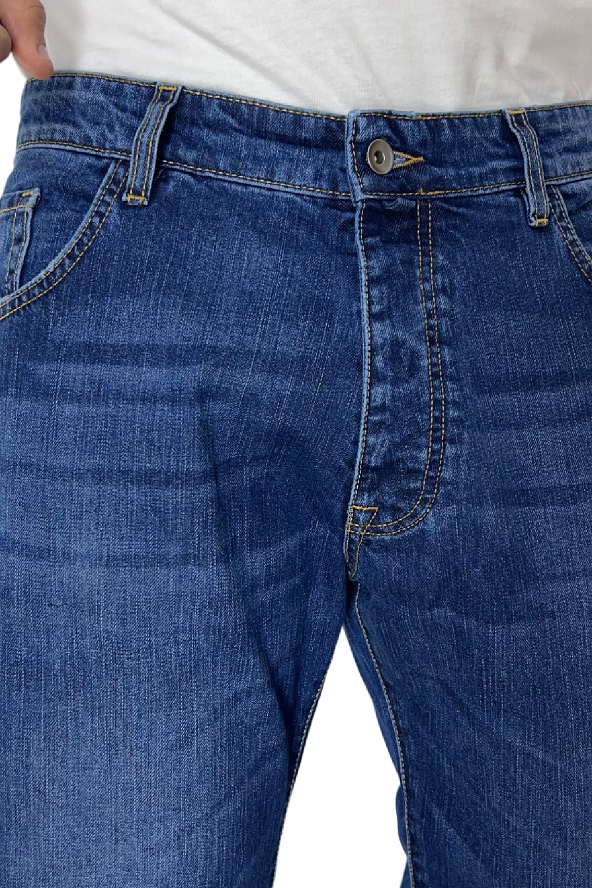 Jeans da uomo con sfumature bianche modello 5 tasche regular fit made in italy