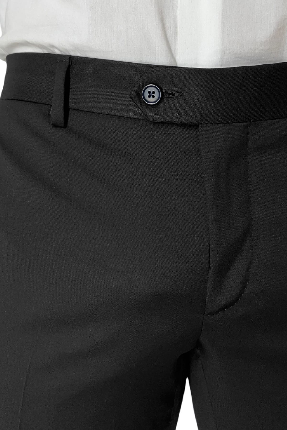 Pantalone uomo nero tasca america in fresco lana 100% Vitale Barberis Canonico