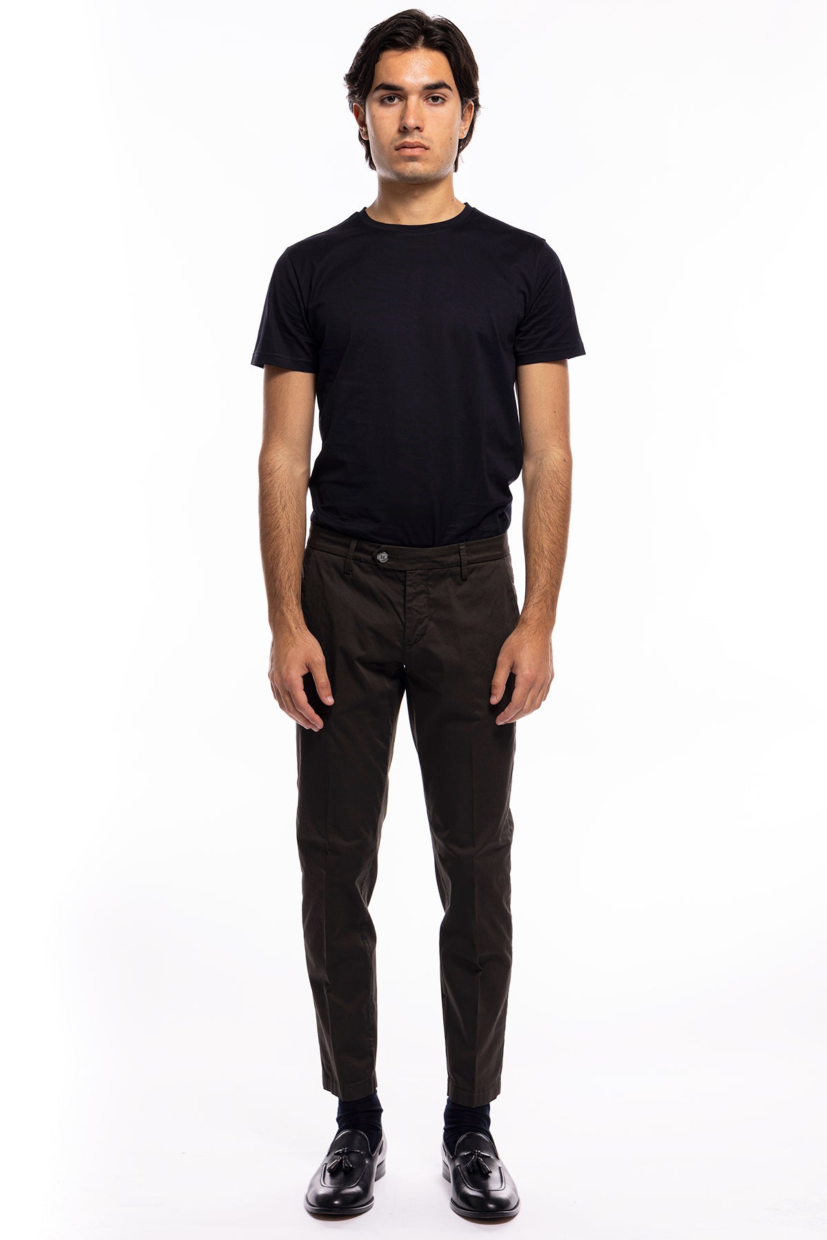 Pantalone uomo Marrone in Cotone  tasca america leggermente elastico estivo