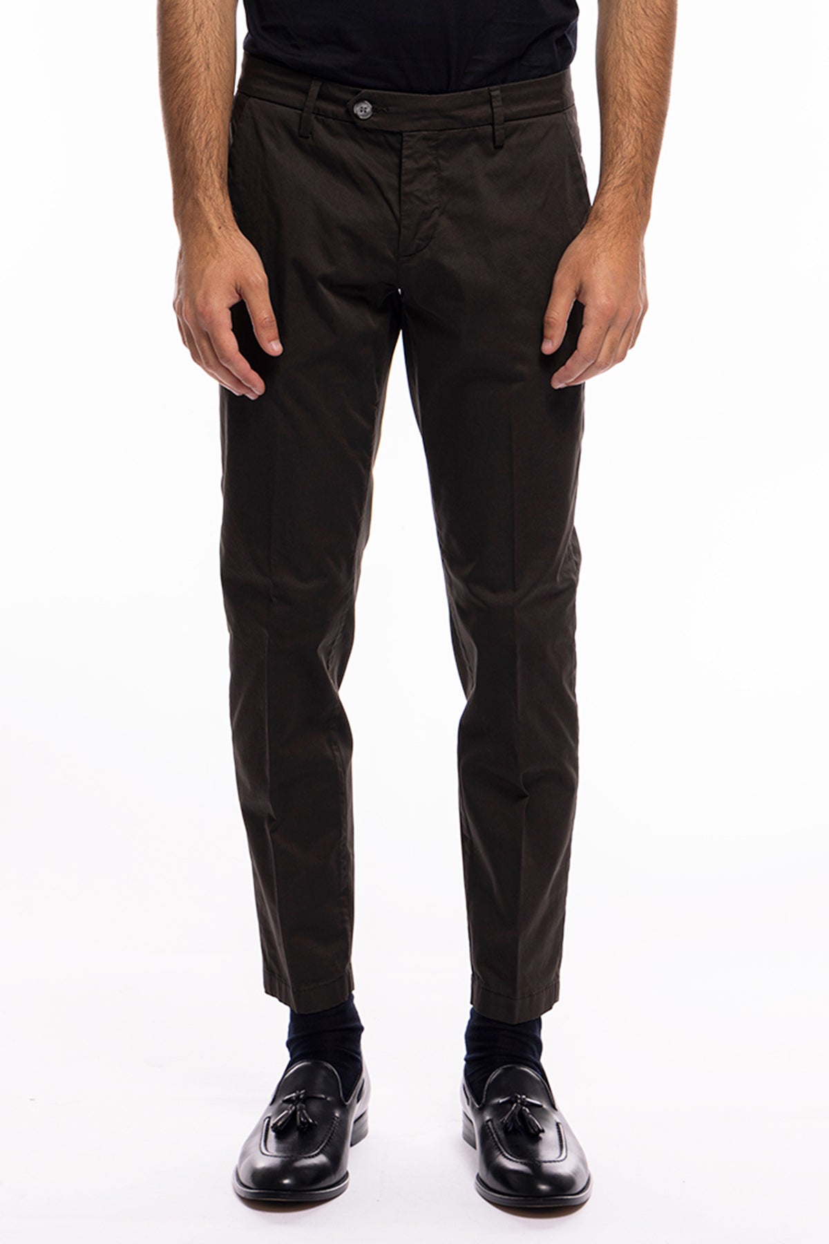 Pantalone uomo Marrone in Cotone  tasca america leggermente elastico estivo