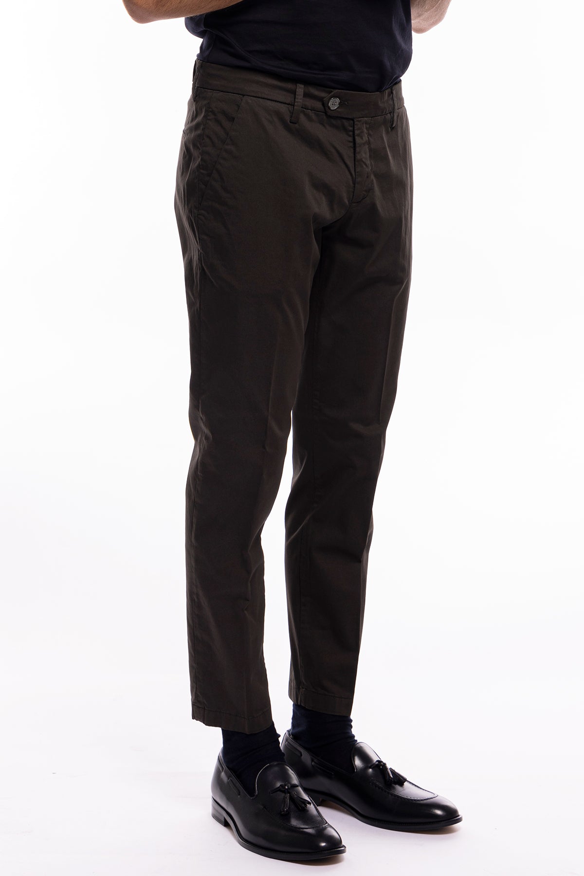 Pantalone uomo Marrone in Cotone  tasca america leggermente elastico estivo