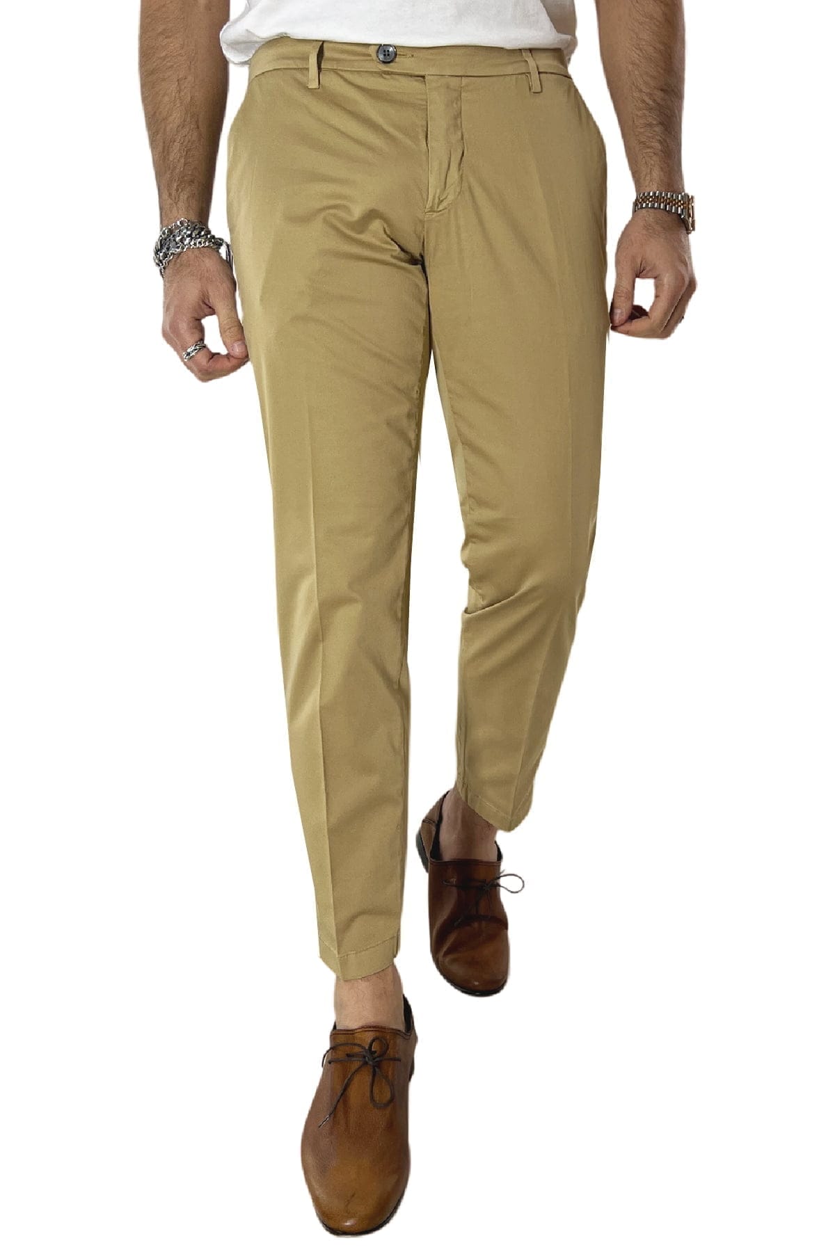 Pantalone uomo cammello in Cotone  tasca america leggermente elastico estivo