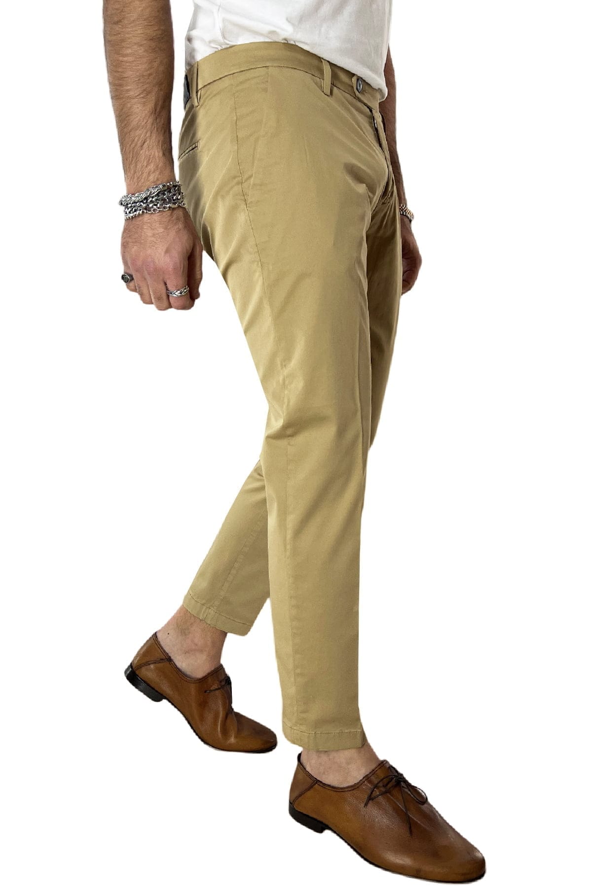 Pantalone uomo cammello in Cotone  tasca america leggermente elastico estivo