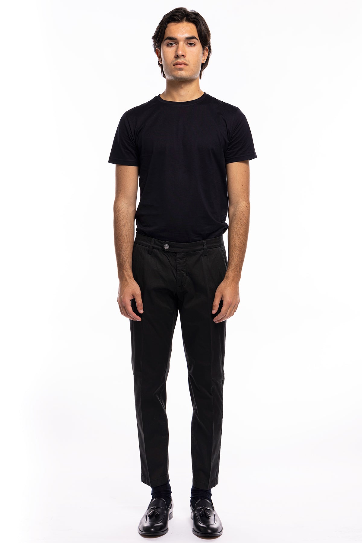 Pantalone uomo nero in Cotone  tasca america leggermente elastico estivo