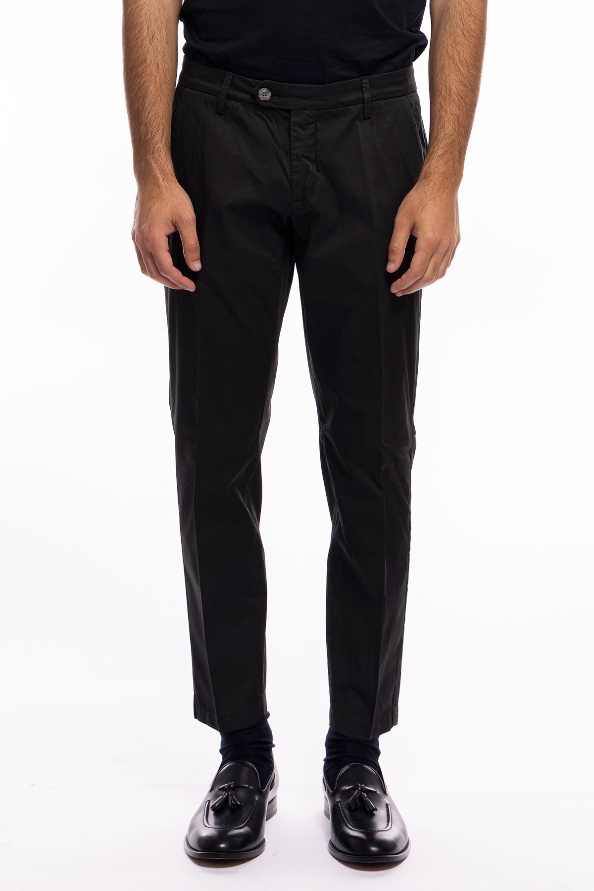 Pantalone uomo nero in Cotone  tasca america leggermente elastico estivo