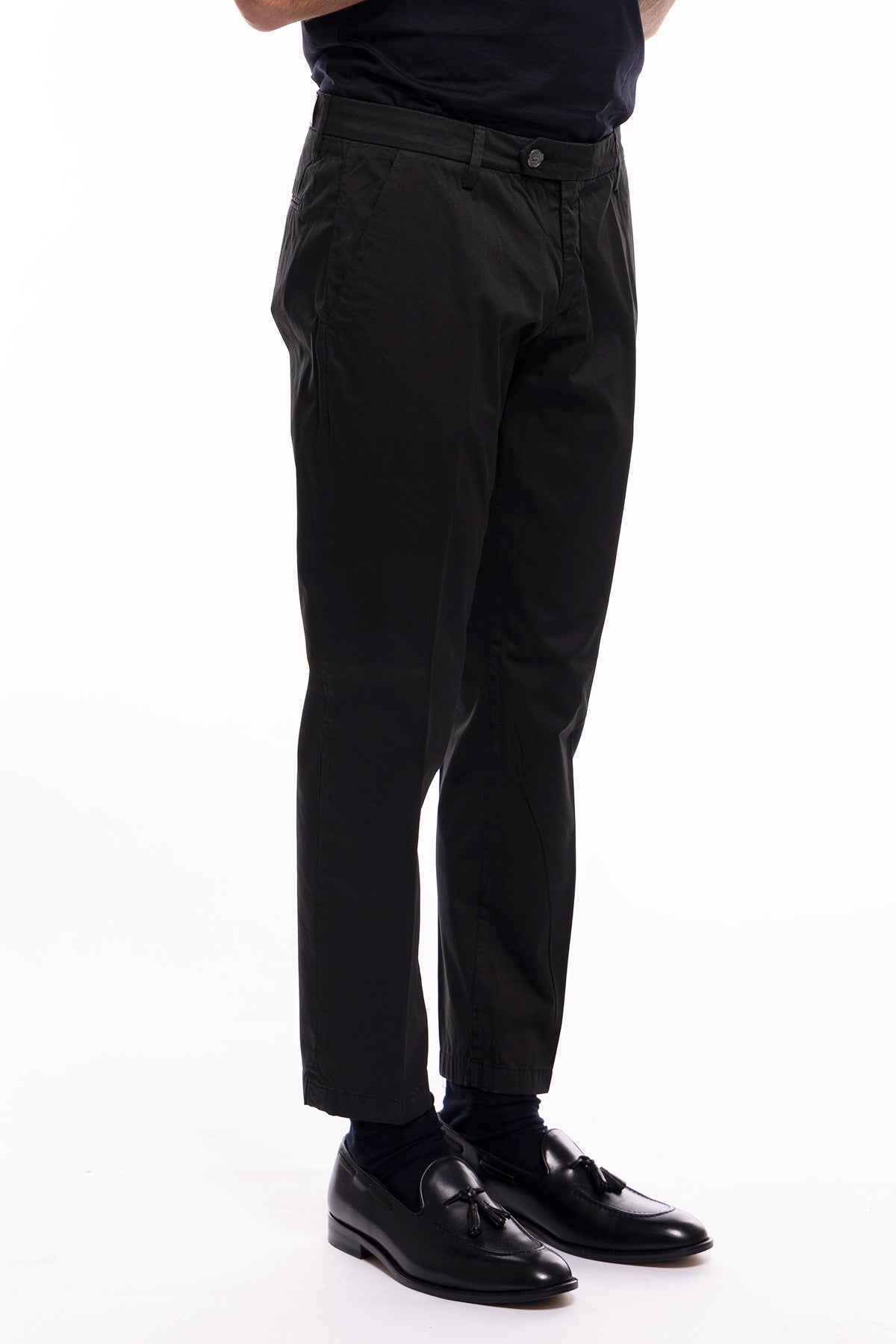 Pantalone uomo nero in Cotone  tasca america leggermente elastico estivo