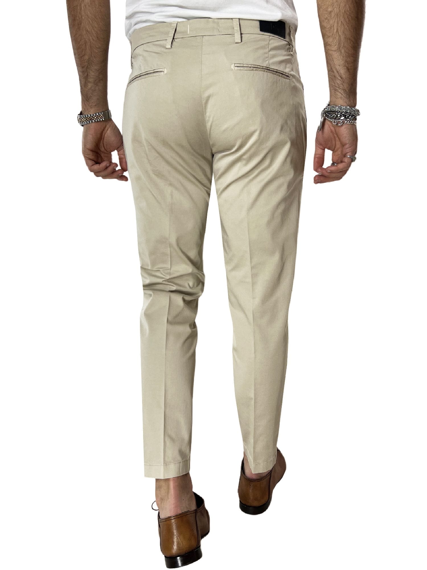 Pantalone uomo beige in Cotone  tasca america leggermente elastico estivo