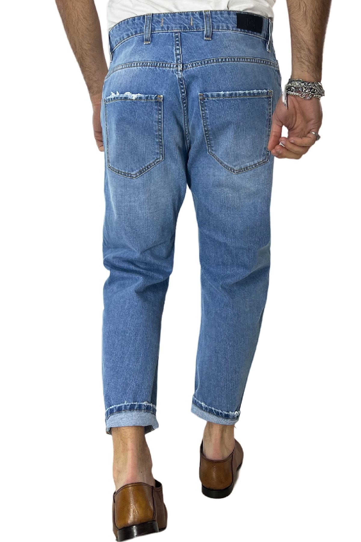 Jeans da uomo lavaggio chiaro modello 5 tasche regular fit made in italy