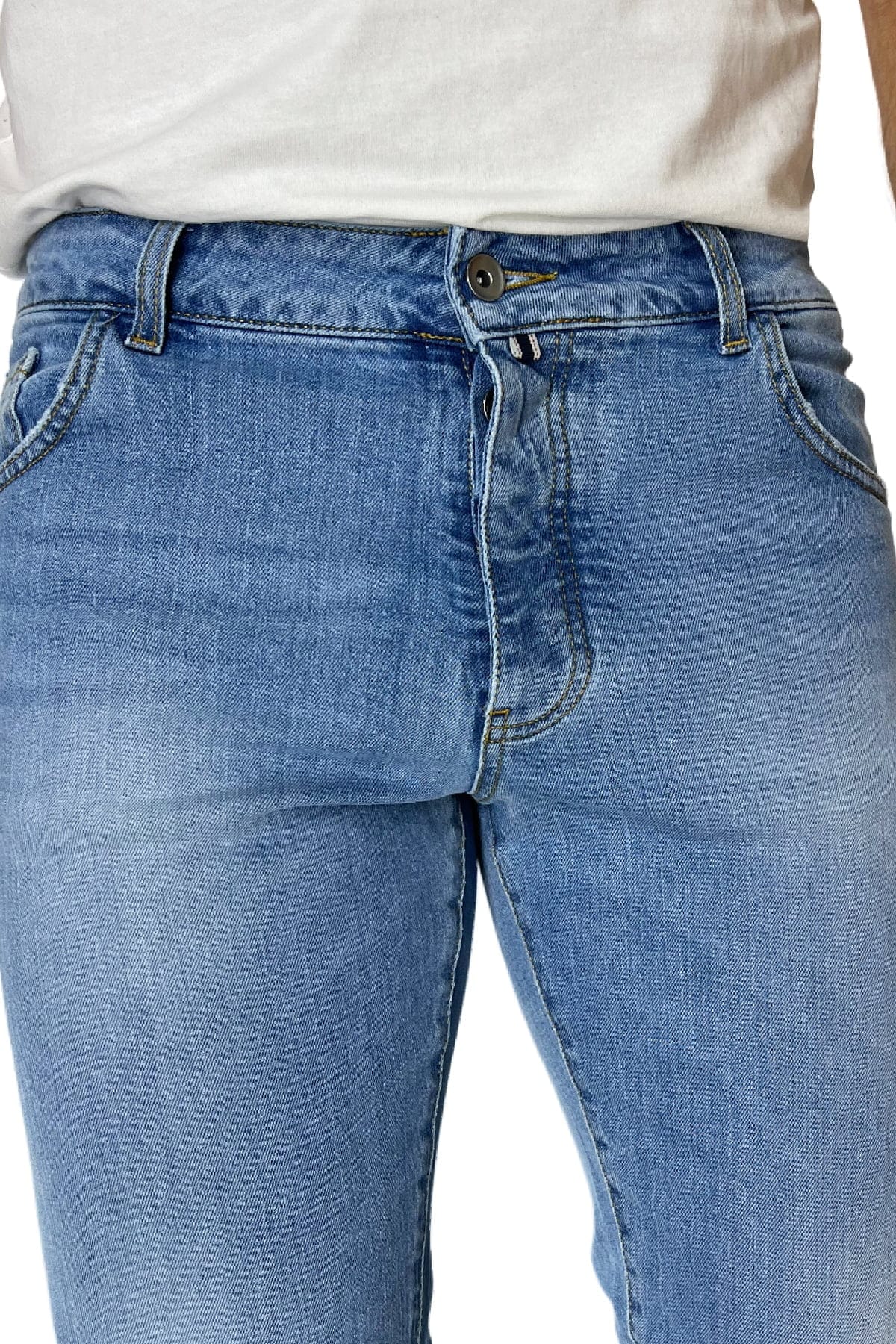 Jeans da uomo lavaggio chiaro modello 5 tasche slim fit made in italy