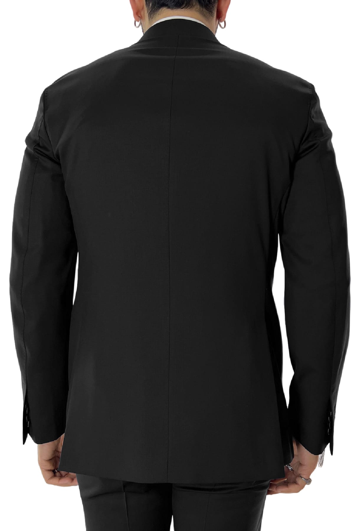 Giacca uomo monopetto nera rever a lancia in fresco lana 100% Vitale Barberis Canonico
