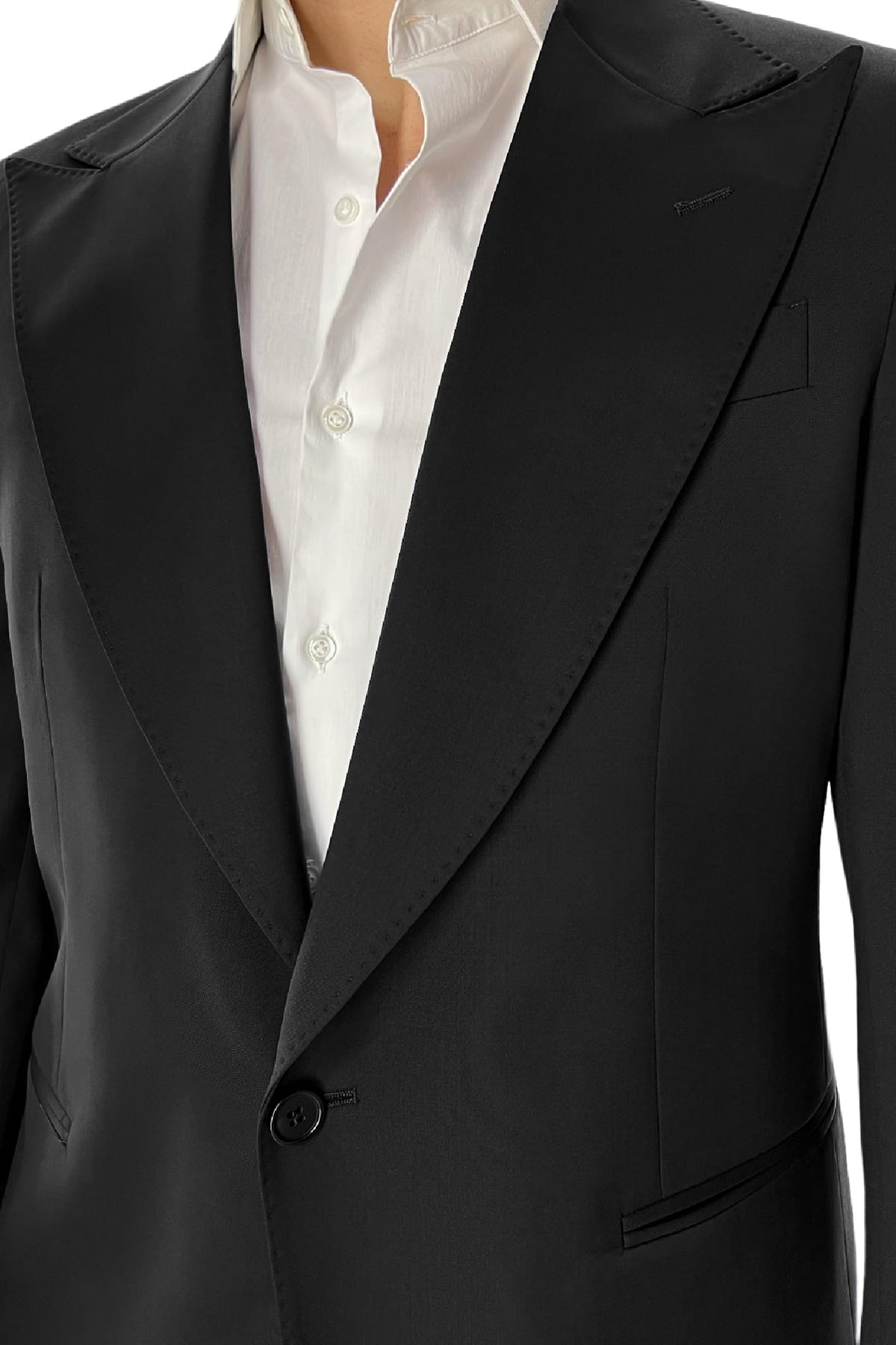 Giacca uomo monopetto nera rever a lancia in fresco lana 100% Vitale Barberis Canonico