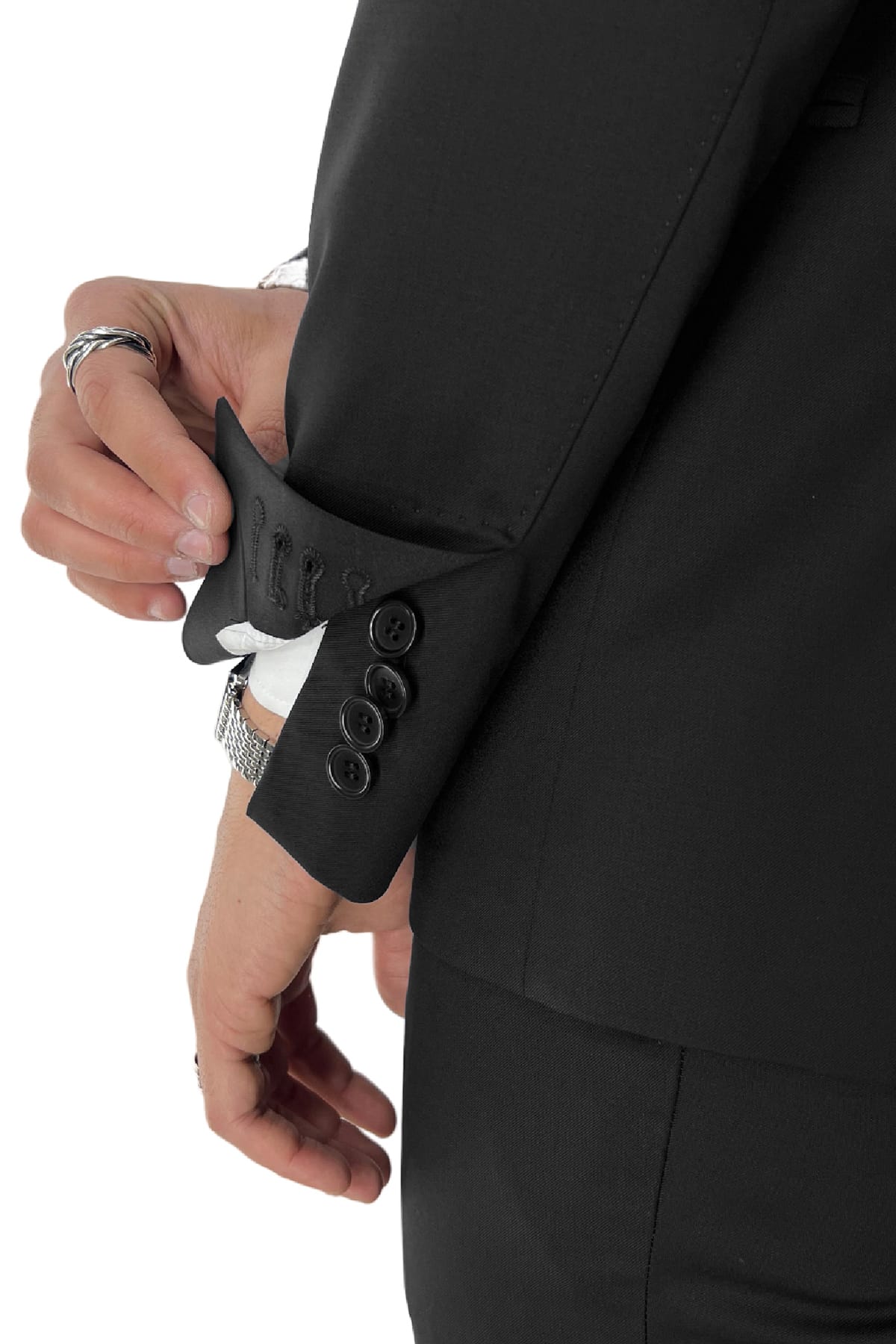 Giacca uomo monopetto nera rever a lancia in fresco lana 100% Vitale Barberis Canonico