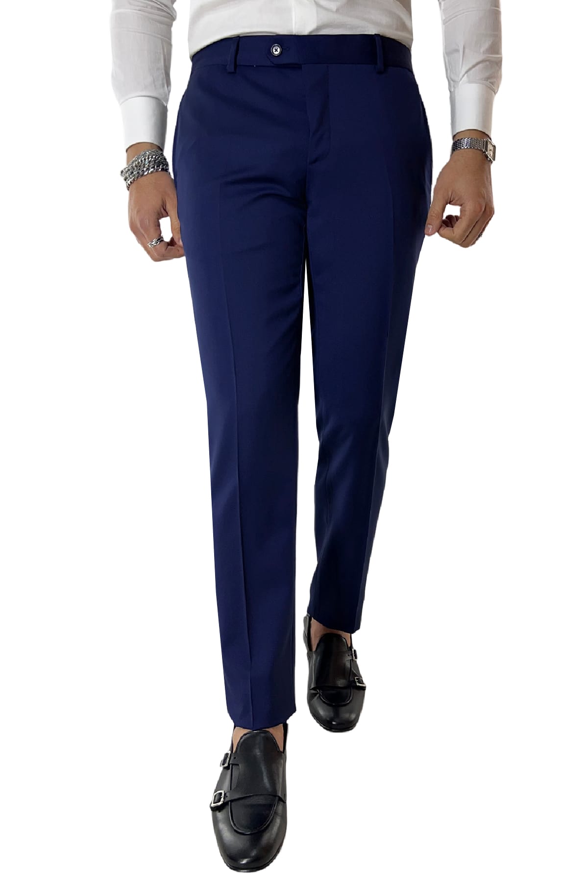 Abito smoking da uomo monopetto royal blu rever a scialle blu in fresco lana 100% Vitale Barberis Canonico