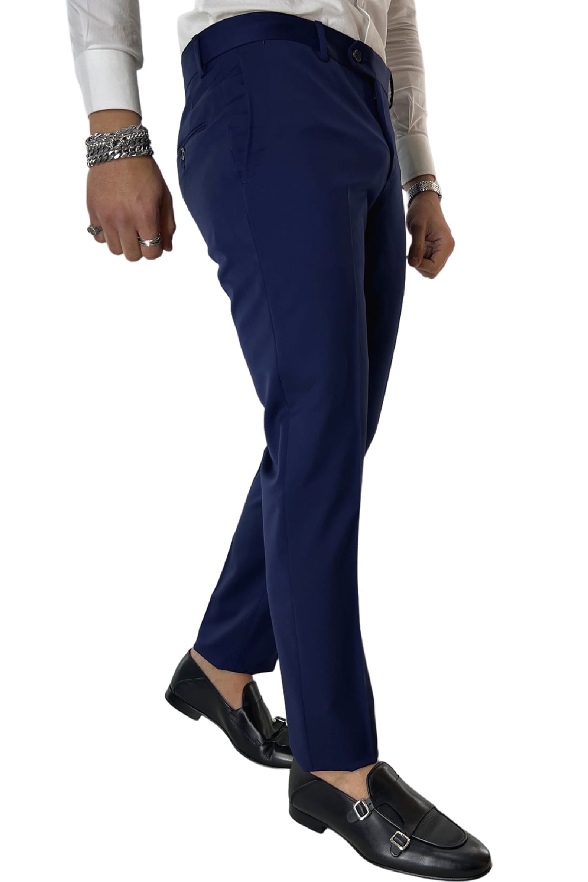 Abito smoking da uomo monopetto royal blu rever a scialle blu in fresco lana 100% Vitale Barberis Canonico
