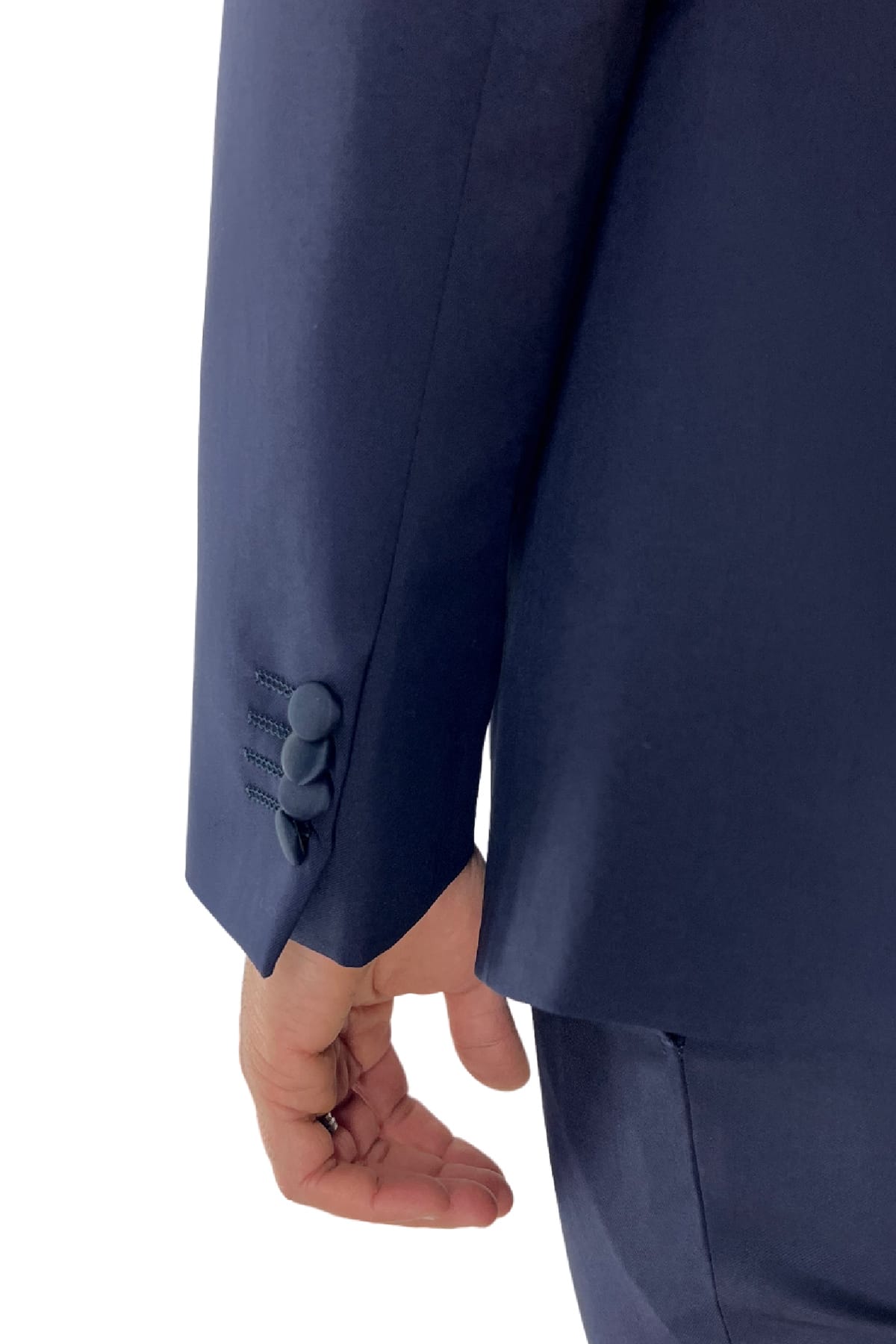 Abito smoking da uomo monopetto blu navy rever a scialle blu in fresco lana 100% Vitale Barberis Canonico