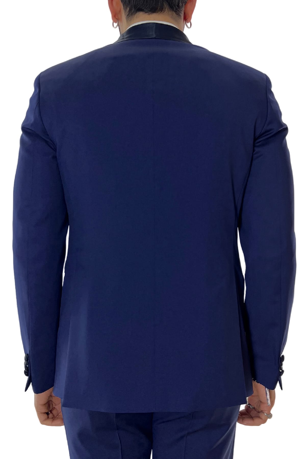 Giacca smoking da uomo monopetto royal blu rever a scialle blu in fresco lana 100% Vitale Barberis Canonico
