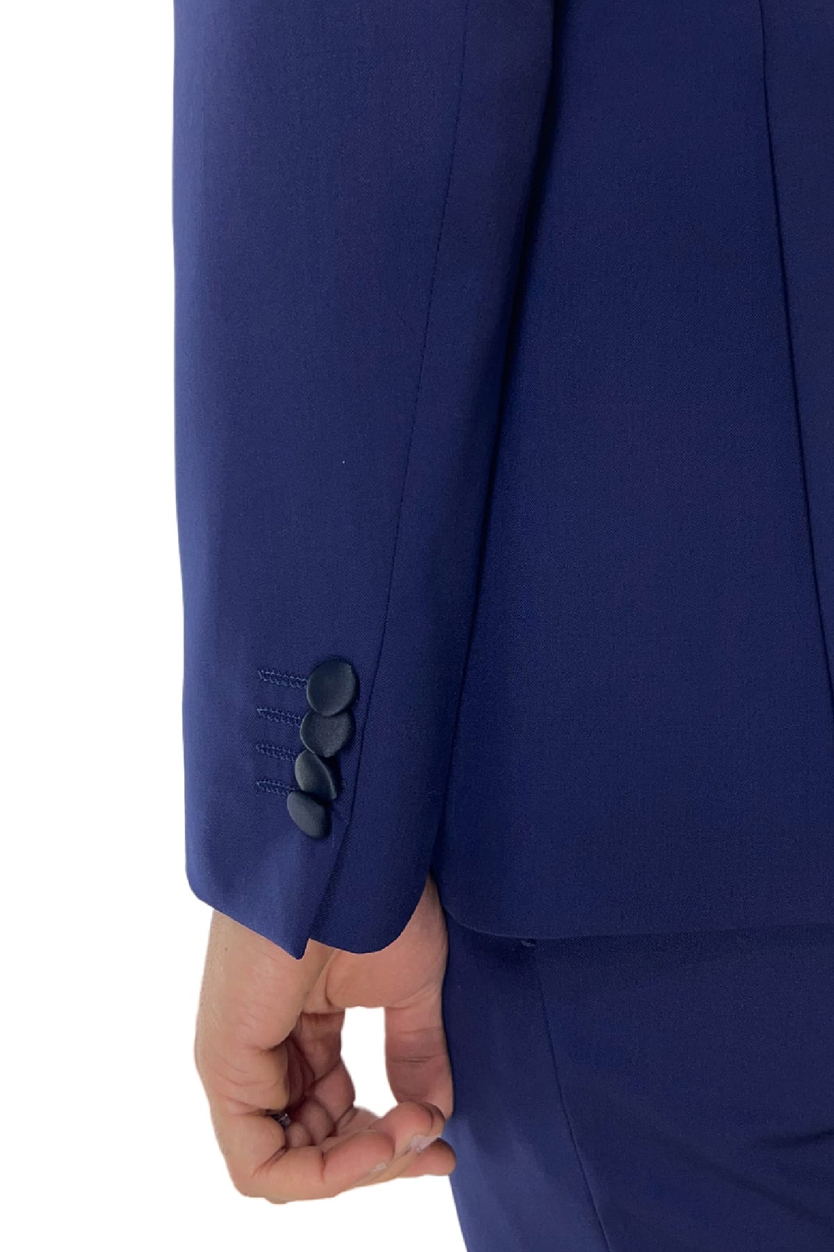 Giacca smoking da uomo monopetto royal blu rever a scialle blu in fresco lana 100% Vitale Barberis Canonico