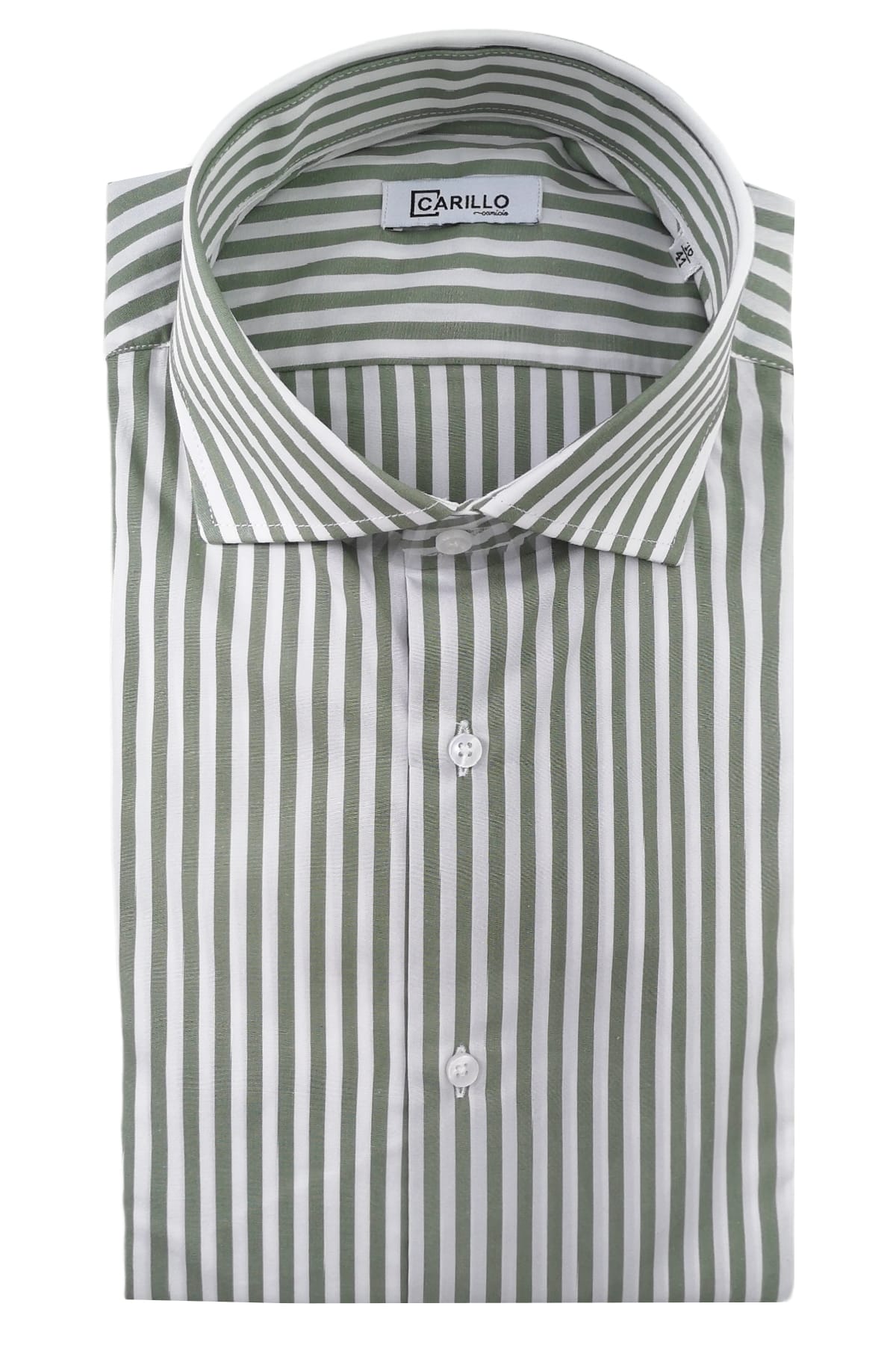 Camicia Uomo riga media 100% cotone collo semi francese Regular Fit made in italy Casual e Elegante