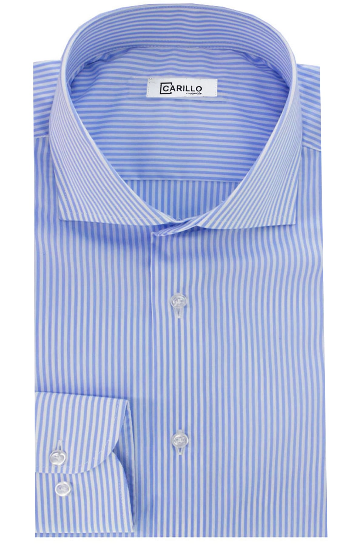 Camicia Uomo riga larga 100% cotone collo semi francese Regular Fit made in italy Casual e Elegante