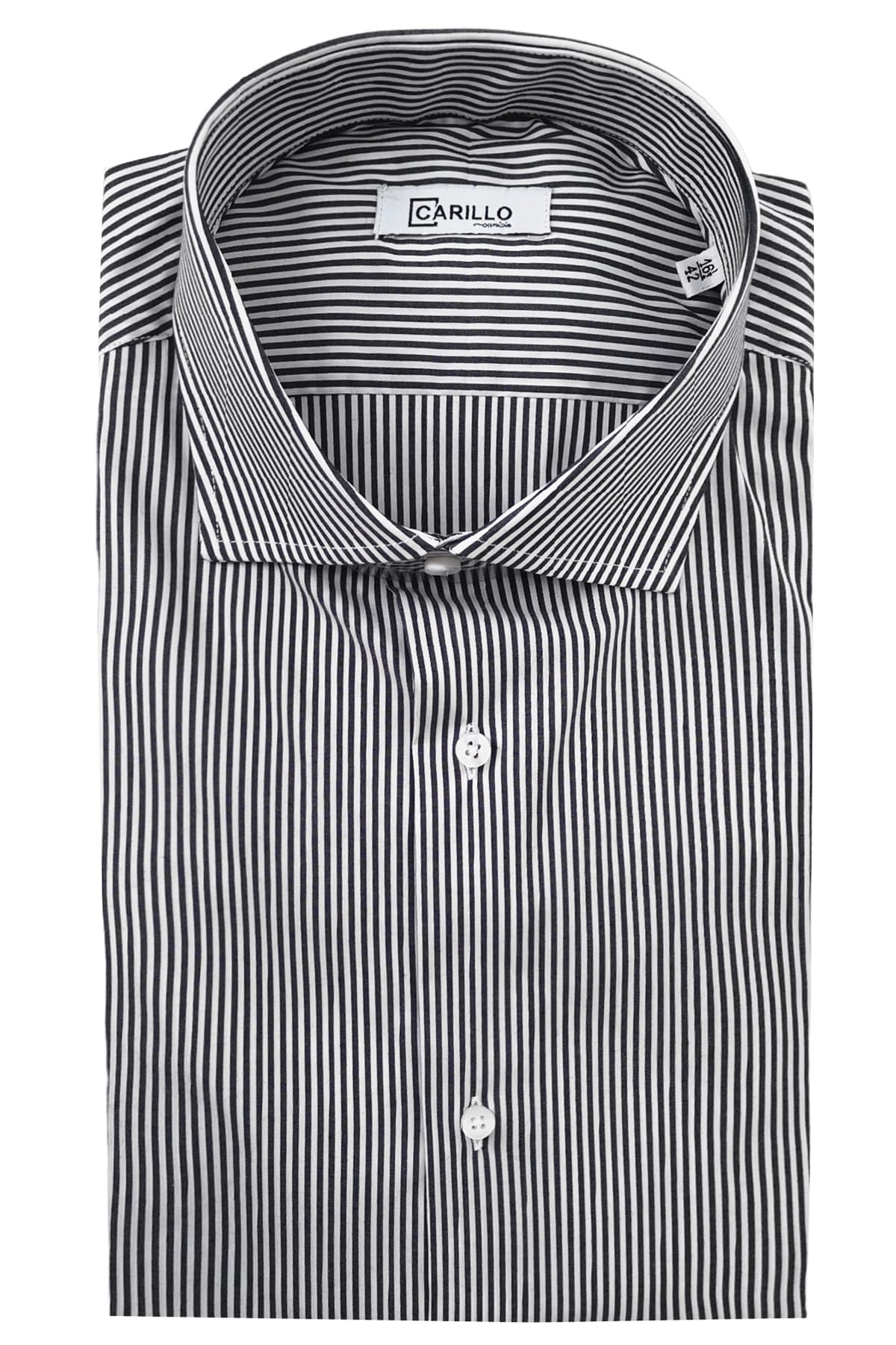 Camicia Uomo riga larga 100% cotone collo semi francese Regular Fit made in italy Casual e Elegante