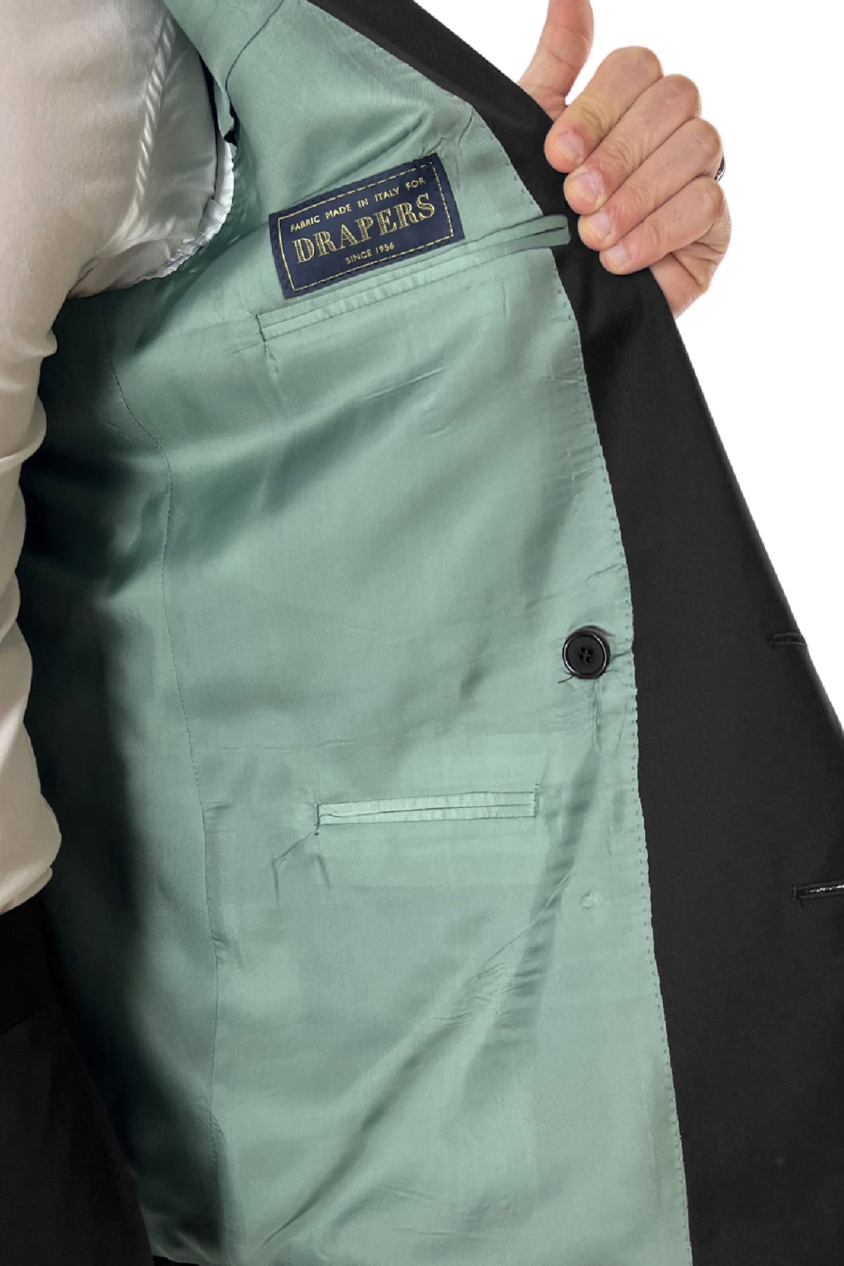 Giacca uomo doppiopetto nera rever a lancia in fresco lana 100% Vitale Barberis Canonico