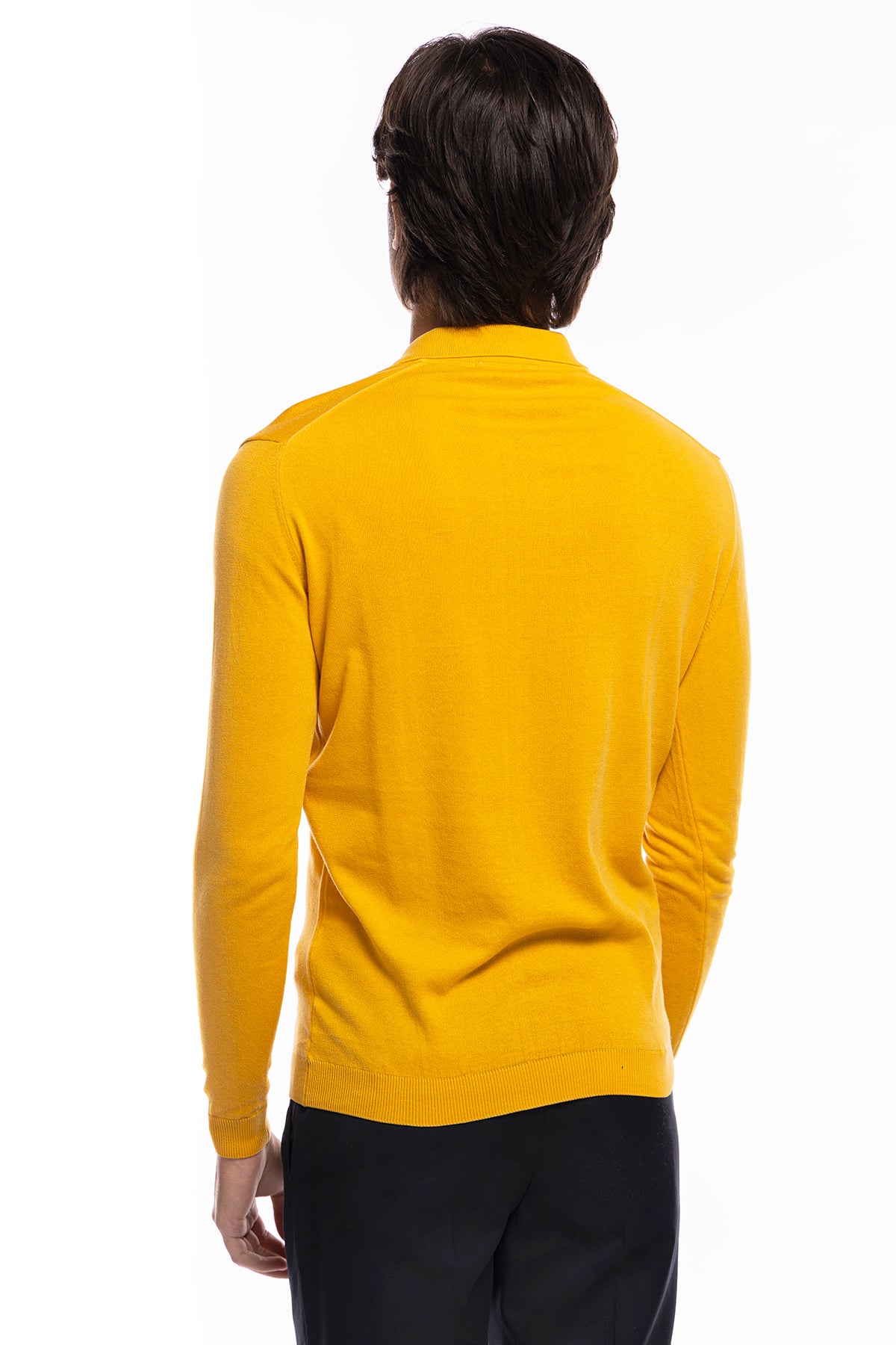 Polo da uomo Manica lunga in cotone 100% leggermente elastica Made in Italy