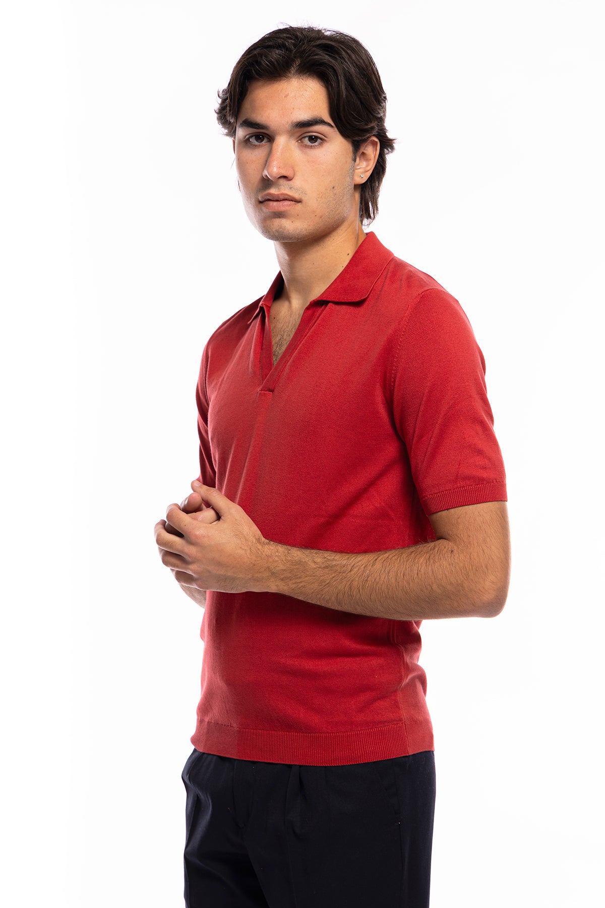 Polo da uomo Mezza manica in cotone 100% leggermente elastica Made in Italy