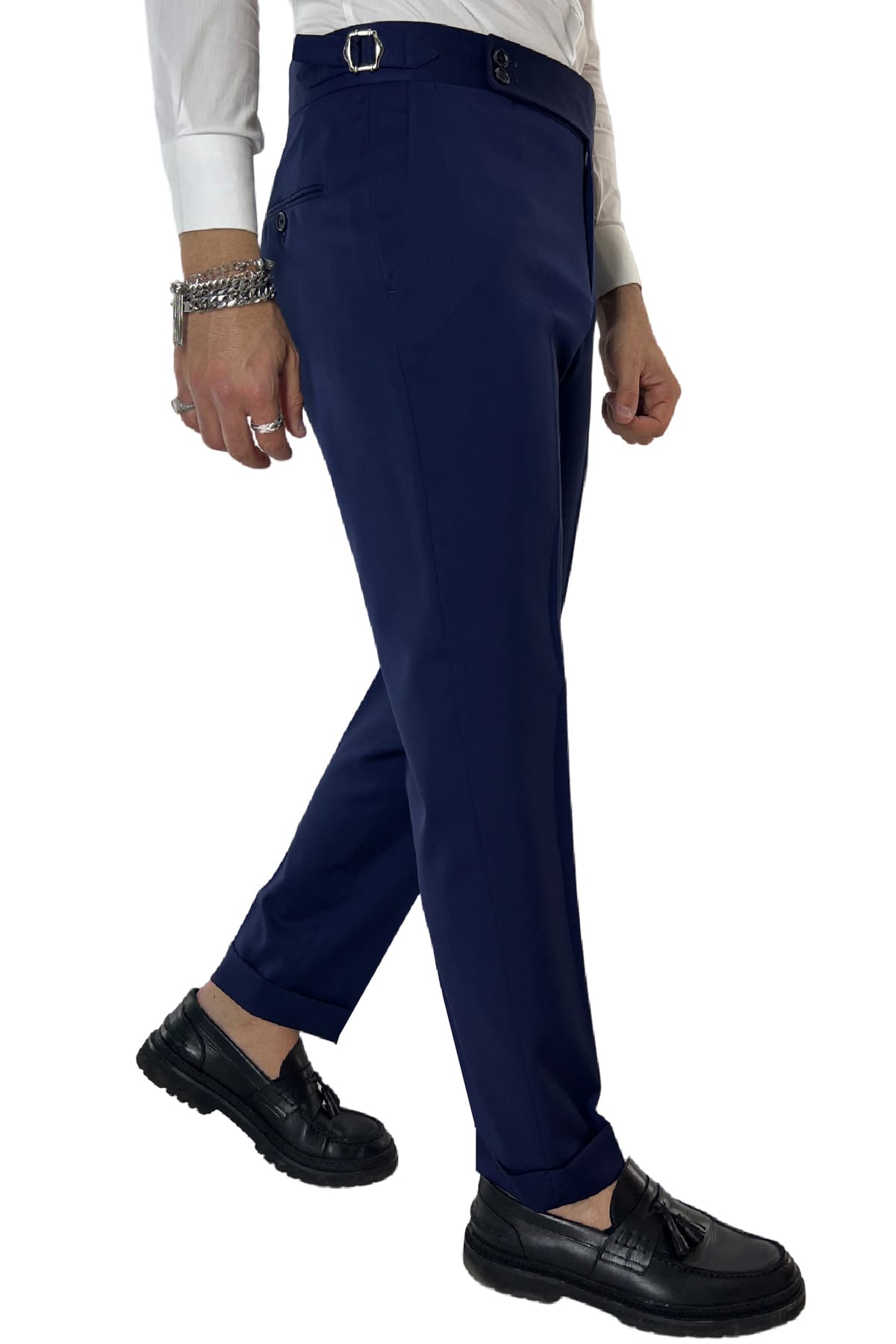Abito smoking da uomo Doppiopetto royal blu rever a scialle blu in fresco lana 100% Vitale Barberis Canonico