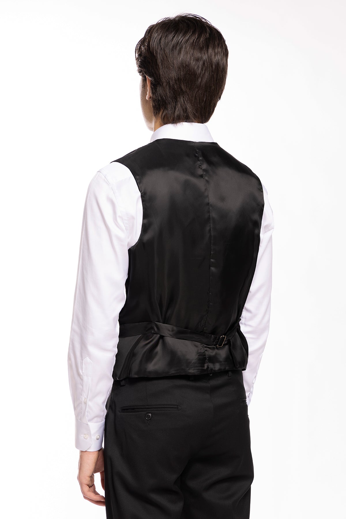 Gilet uomo monopetto nero da cerimonia in fresco lana slim fit Vitale Barberis Canonico