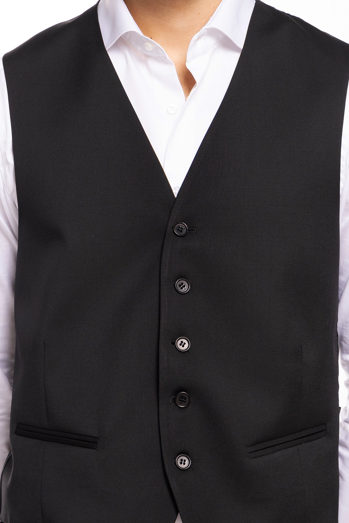 Gilet uomo monopetto nero da cerimonia in fresco lana slim fit Vitale Barberis Canonico