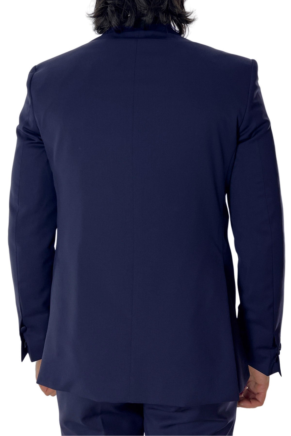 Giacca smoking da uomo monopetto blu navy rever a Lancia blu in fresco lana 100% Vitale Barberis Canonico