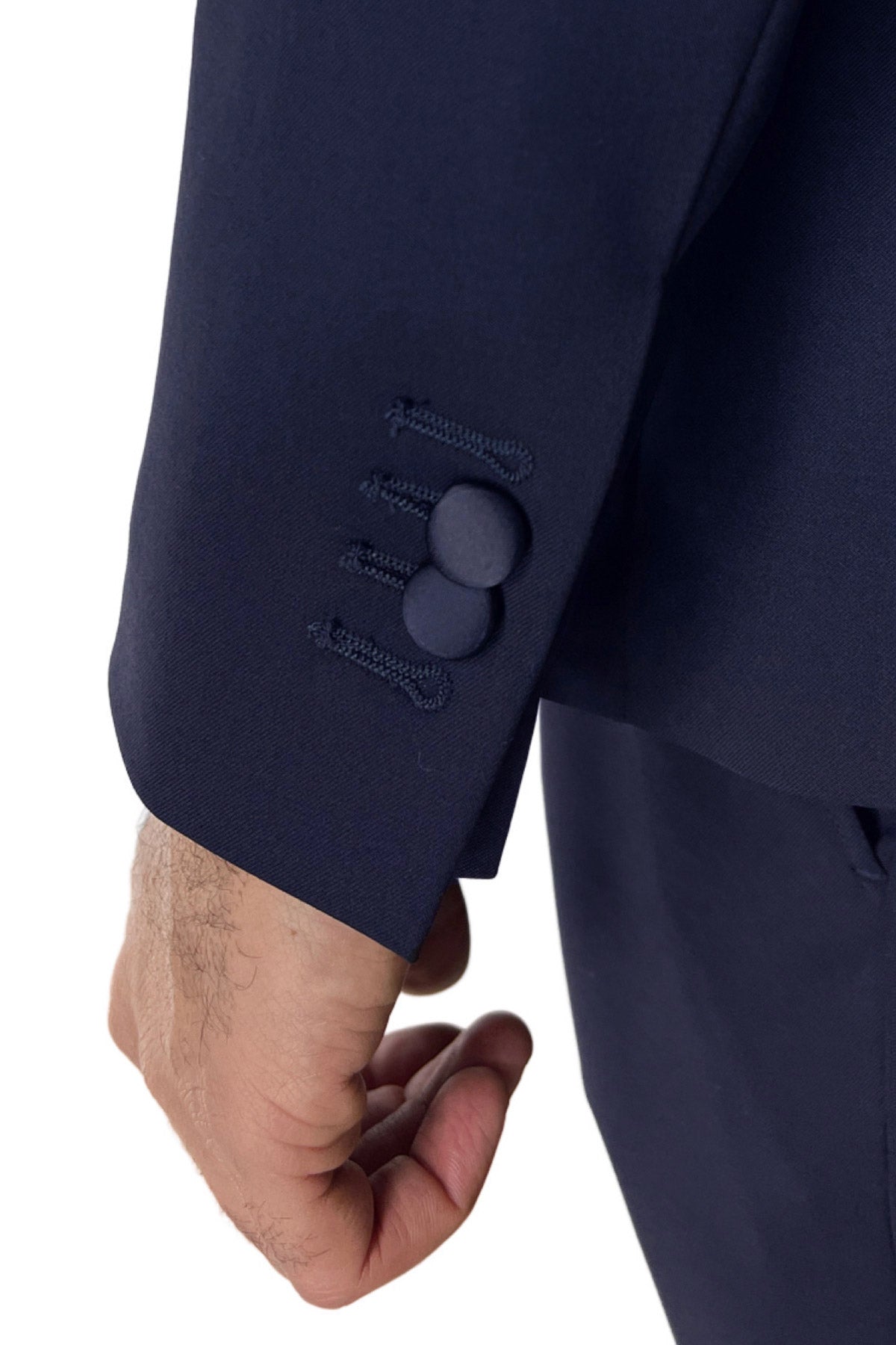 Giacca smoking da uomo monopetto blu navy rever a Lancia blu in fresco lana 100% Vitale Barberis Canonico
