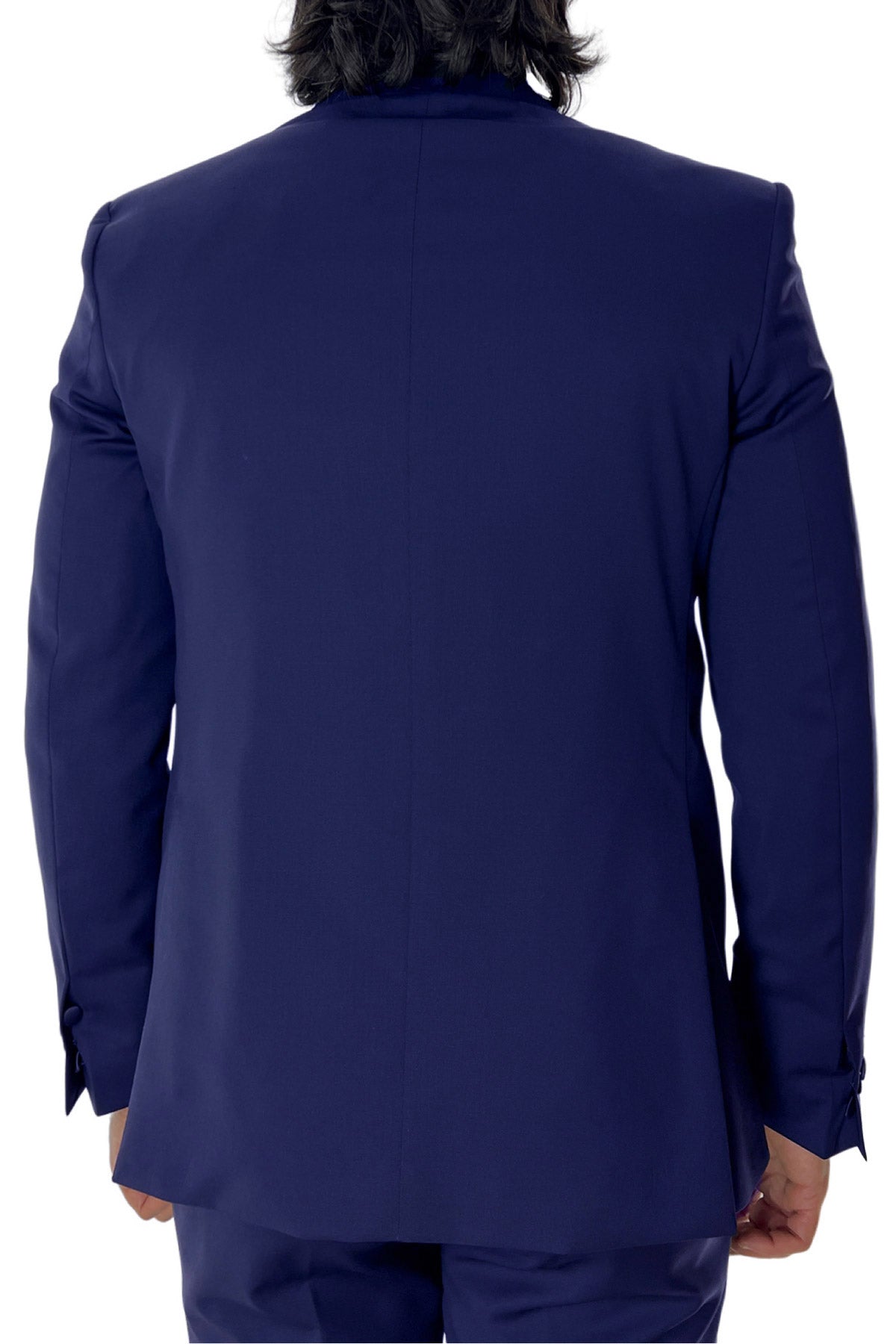 Giacca smoking da uomo monopetto royal blu rever a Lancia blu in fresco lana 100% Vitale Barberis Canonico
