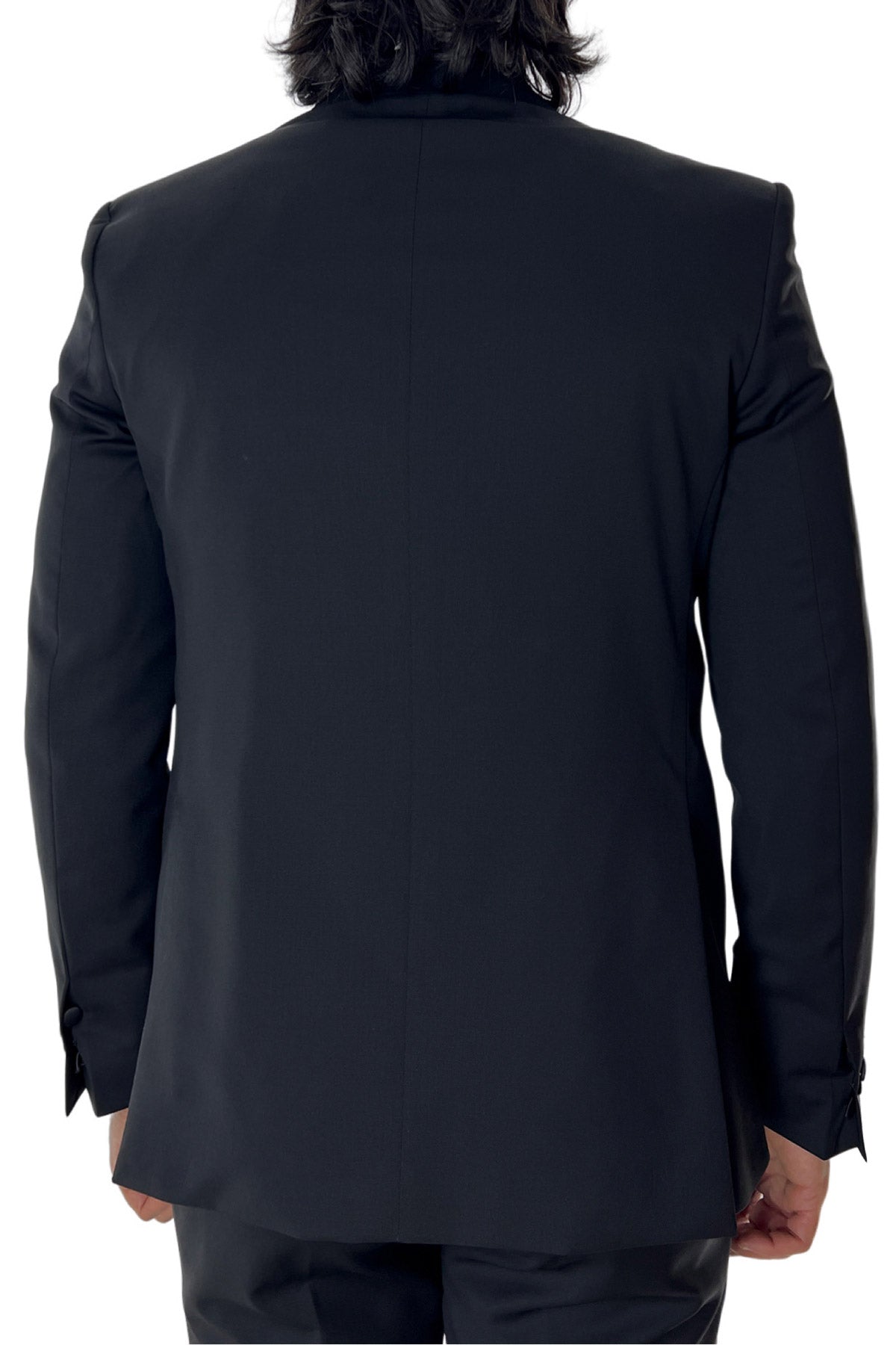 Giacca smoking da uomo monopetto nera rever a Lancia nero in fresco lana 100% Vitale Barberis Canonico