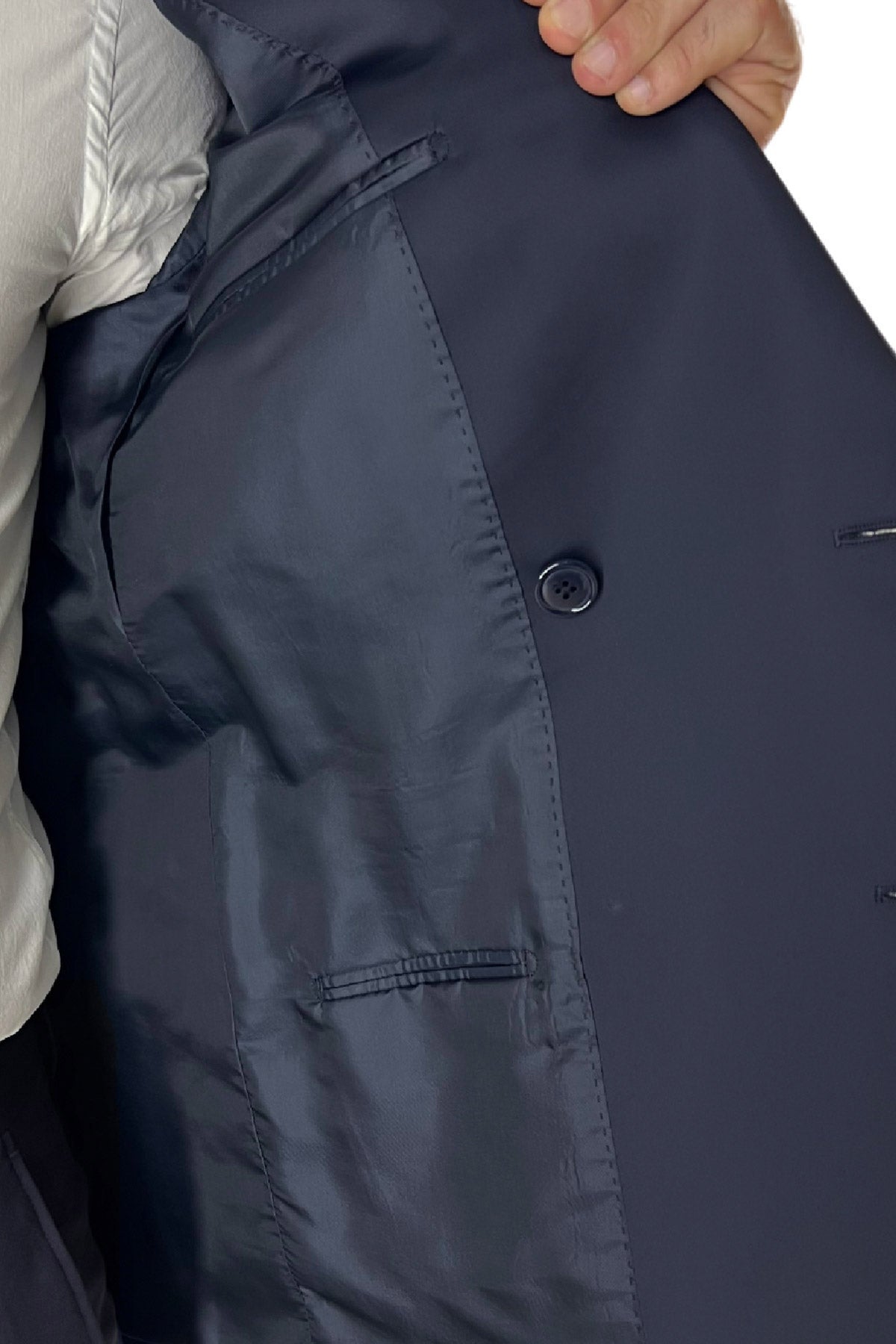 Giacca smoking da uomo Doppiopetto blu navy rever a Lancia blu in fresco lana 100% Vitale Barberis Canonico