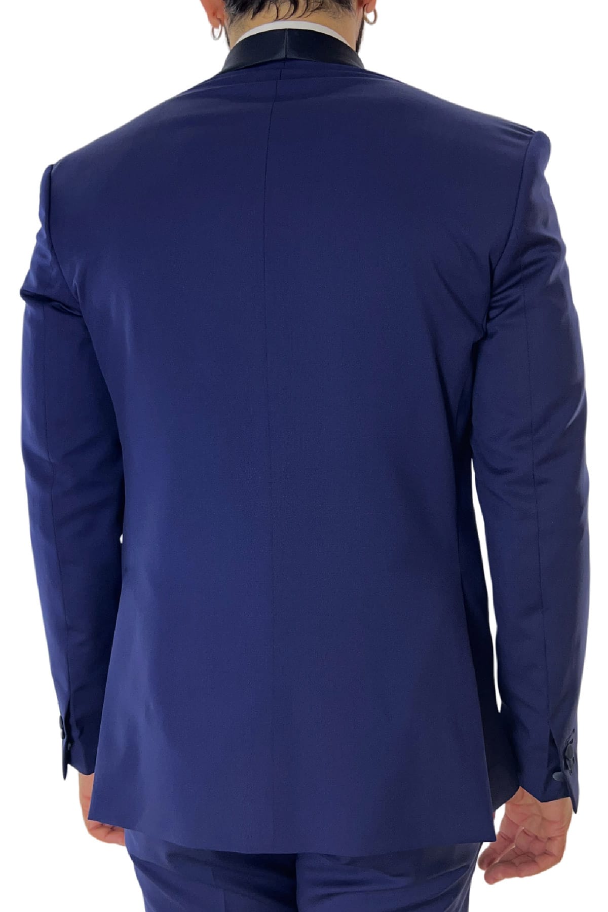 Abito smoking da uomo Doppiopetto royal blu rever a Lancia blu in fresco lana 100% Vitale Barberis Canonico