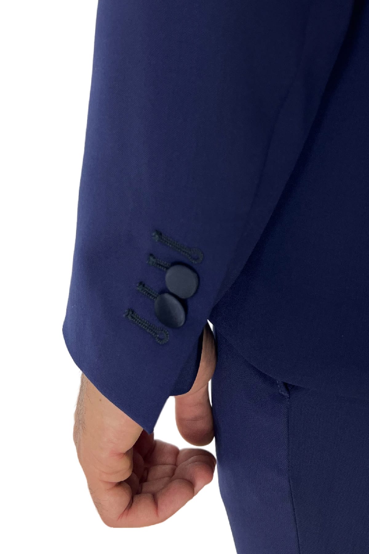 Giacca smoking da uomo Doppiopetto royal blu rever a Lancia blu in fresco lana 100% Vitale Barberis Canonico