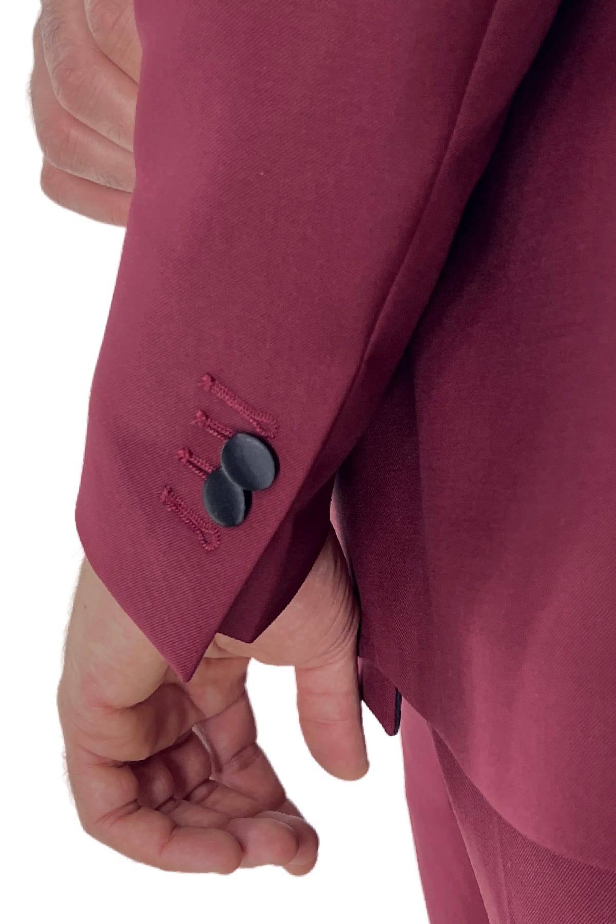 Abito smoking da uomo Doppiopetto bordeaux rever a Lancia nero in fresco lana 100% Vitale Barberis Canonico