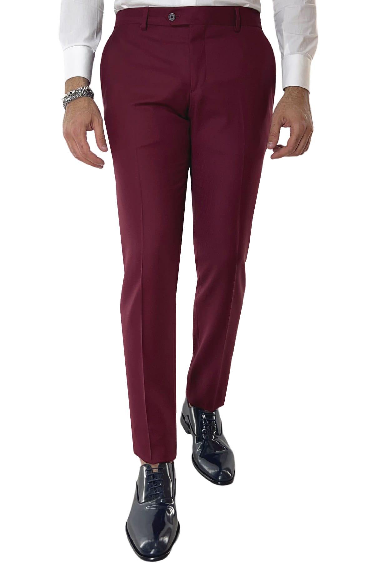 Pantalone uomo bordeaux tasca america in fresco lana 100% Vitale Barberis Canonico