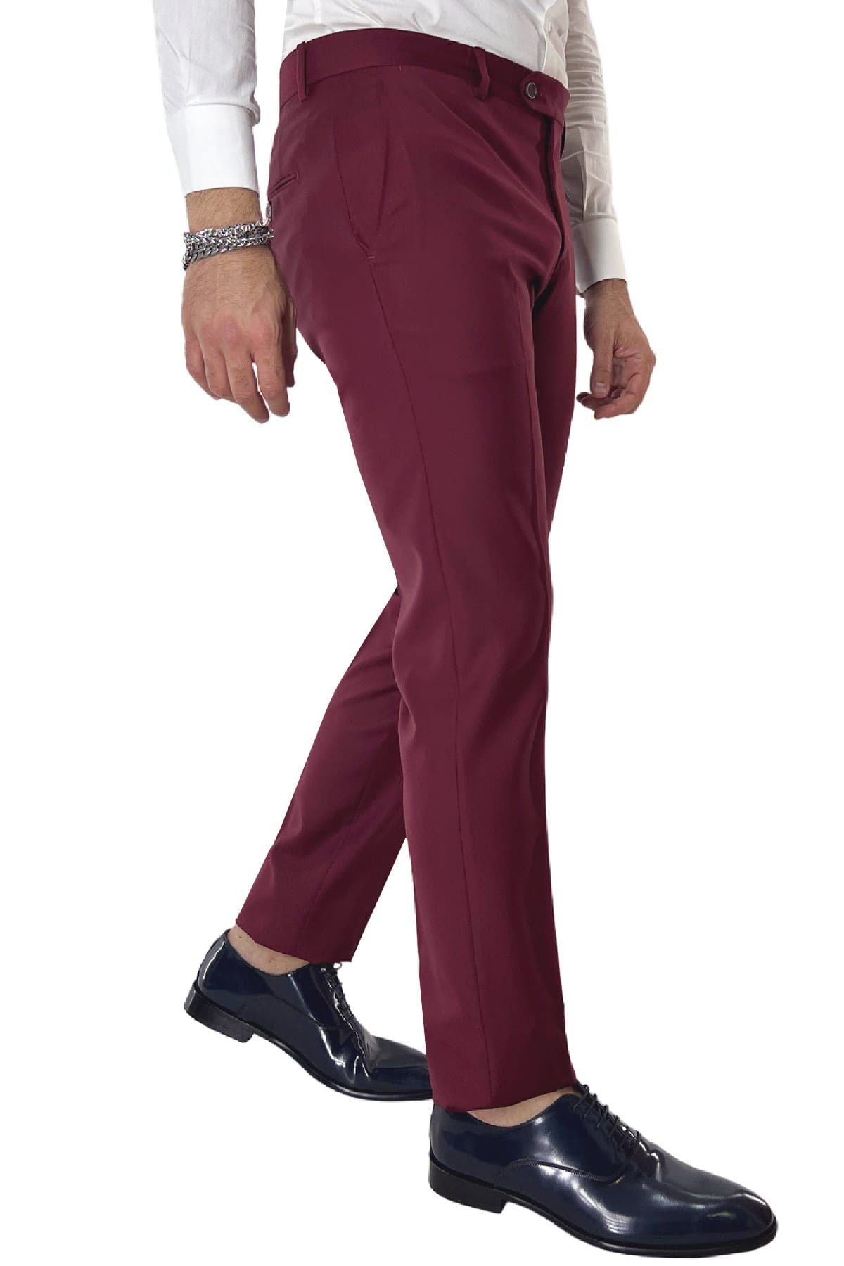 Abito smoking da uomo Doppiopetto bordeaux rever a Lancia nero in fresco lana 100% Vitale Barberis Canonico