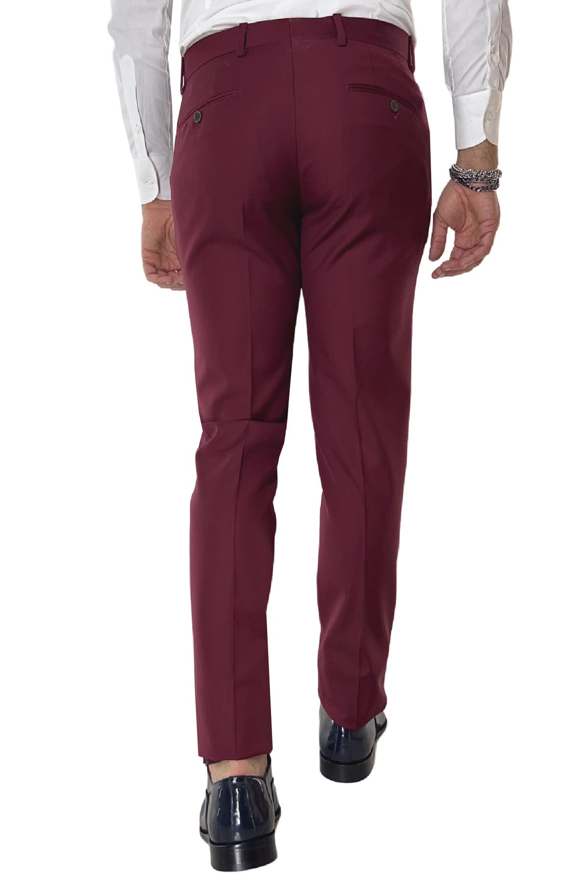 Pantalone uomo bordeaux tasca america in fresco lana 100% Vitale Barberis Canonico