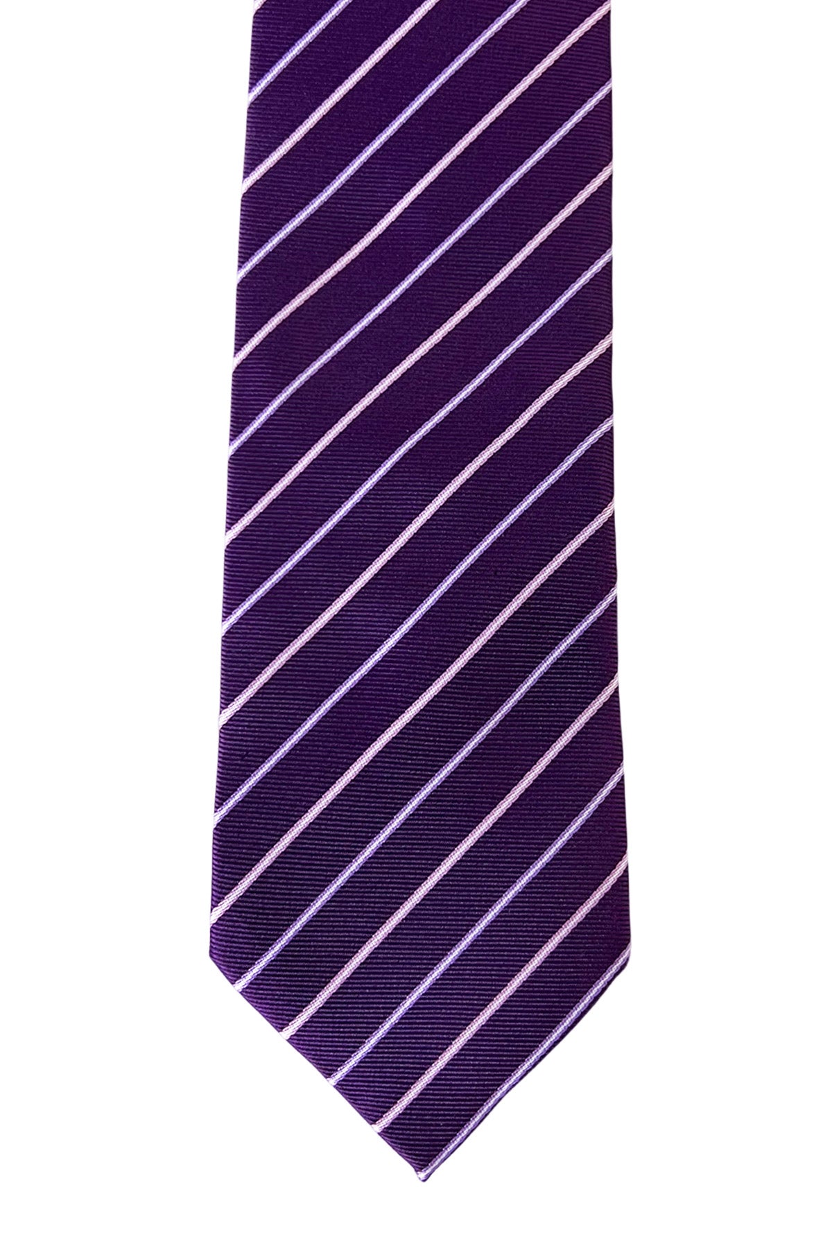 Cravatta uomo viola fantasia riga diagonale misura 8cm da cerimonia elegante